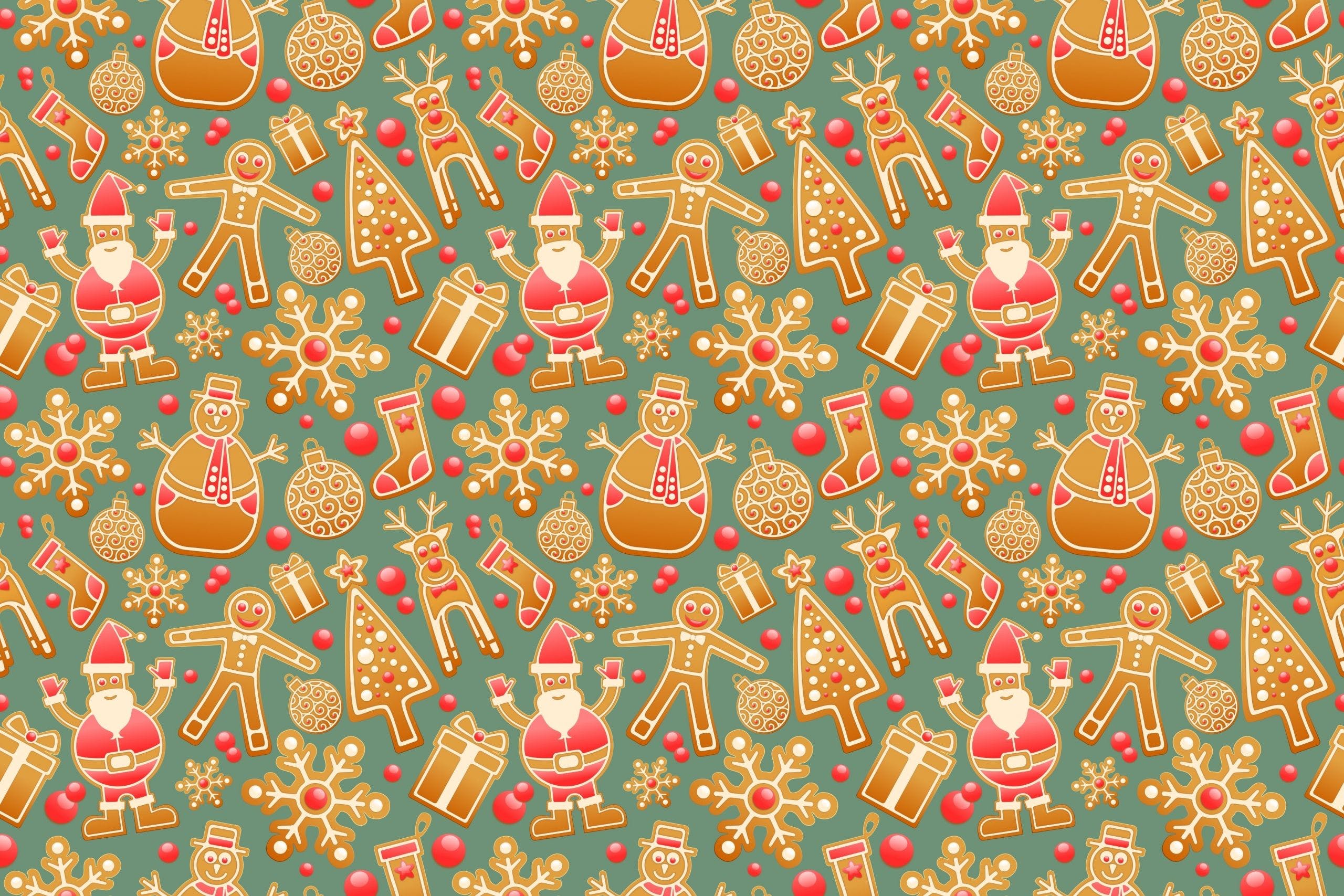 HD Christmas Pattern Gingerbread Wallpaper ·