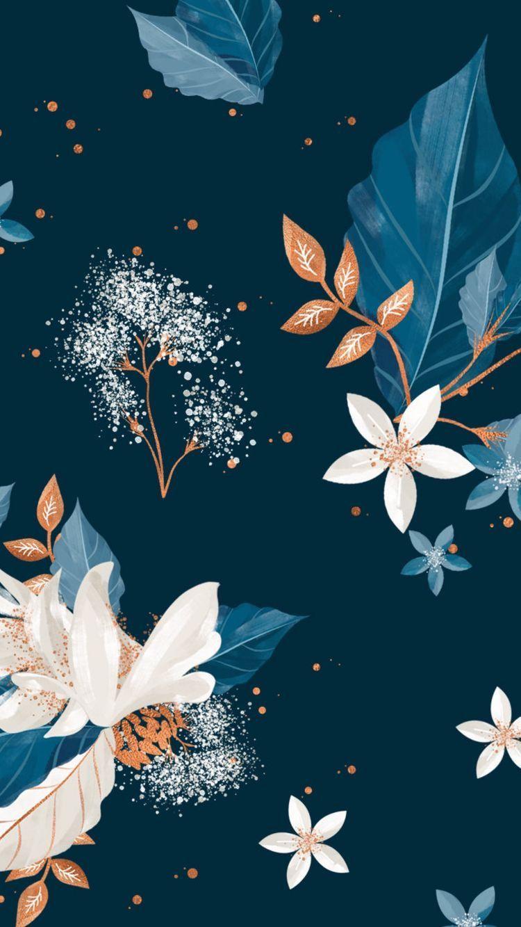 stylishphone #wallpaper #floral #blue #artwork #design
