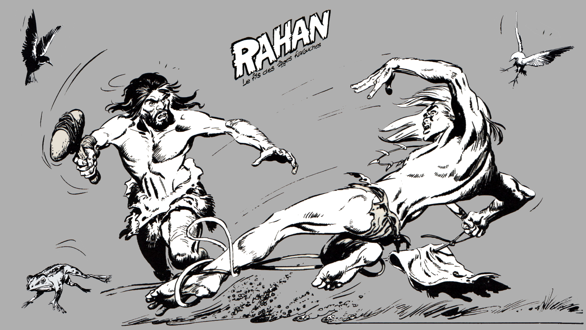 Rahan fighting a Homo Sapiens