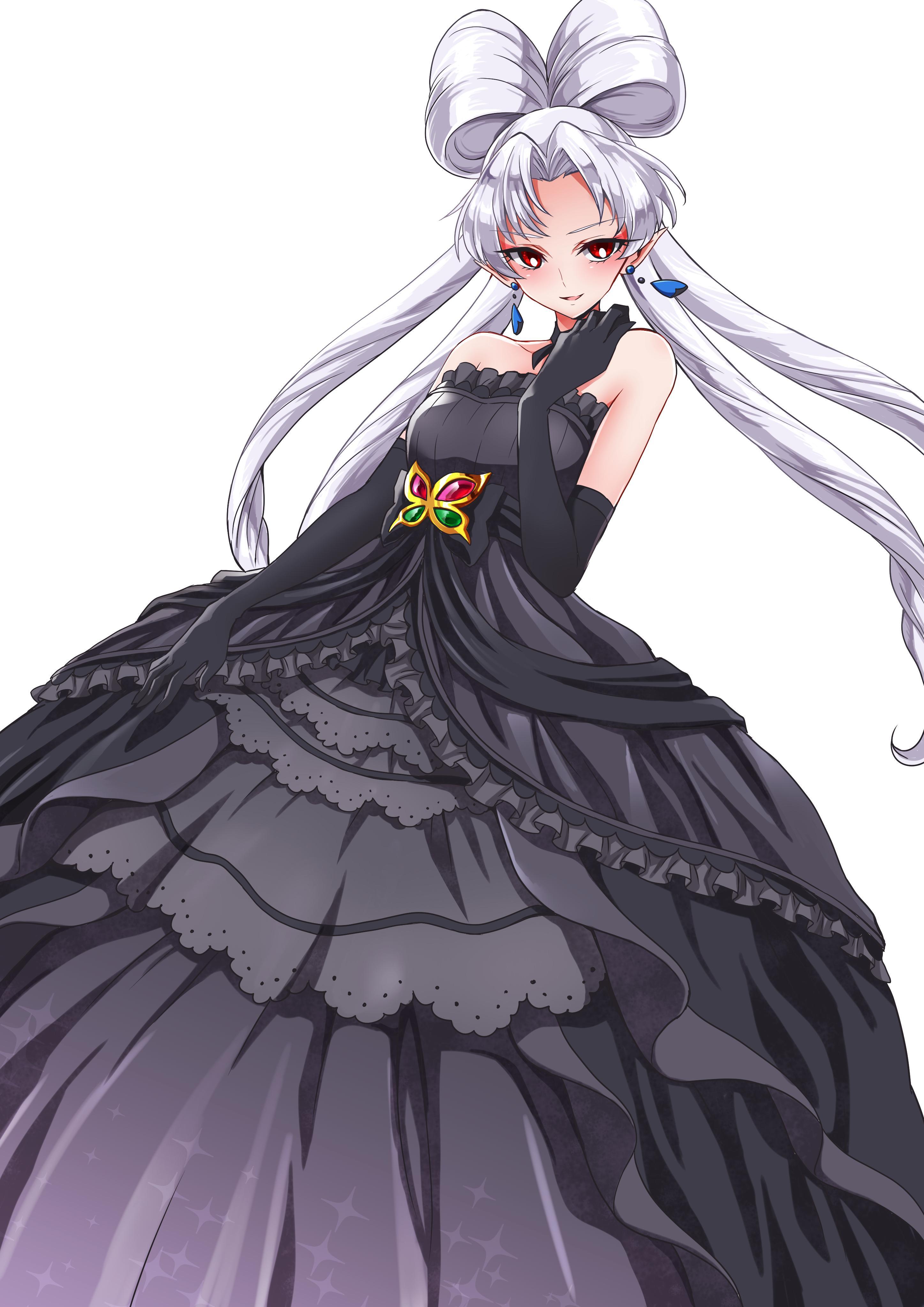 AI Image Generator: A beautiful amazing anime art of busy anime princess  wearing a exquisite dress with a low neckline, a short skirt, and white  lace trim, wearing a gold tiara, wearing