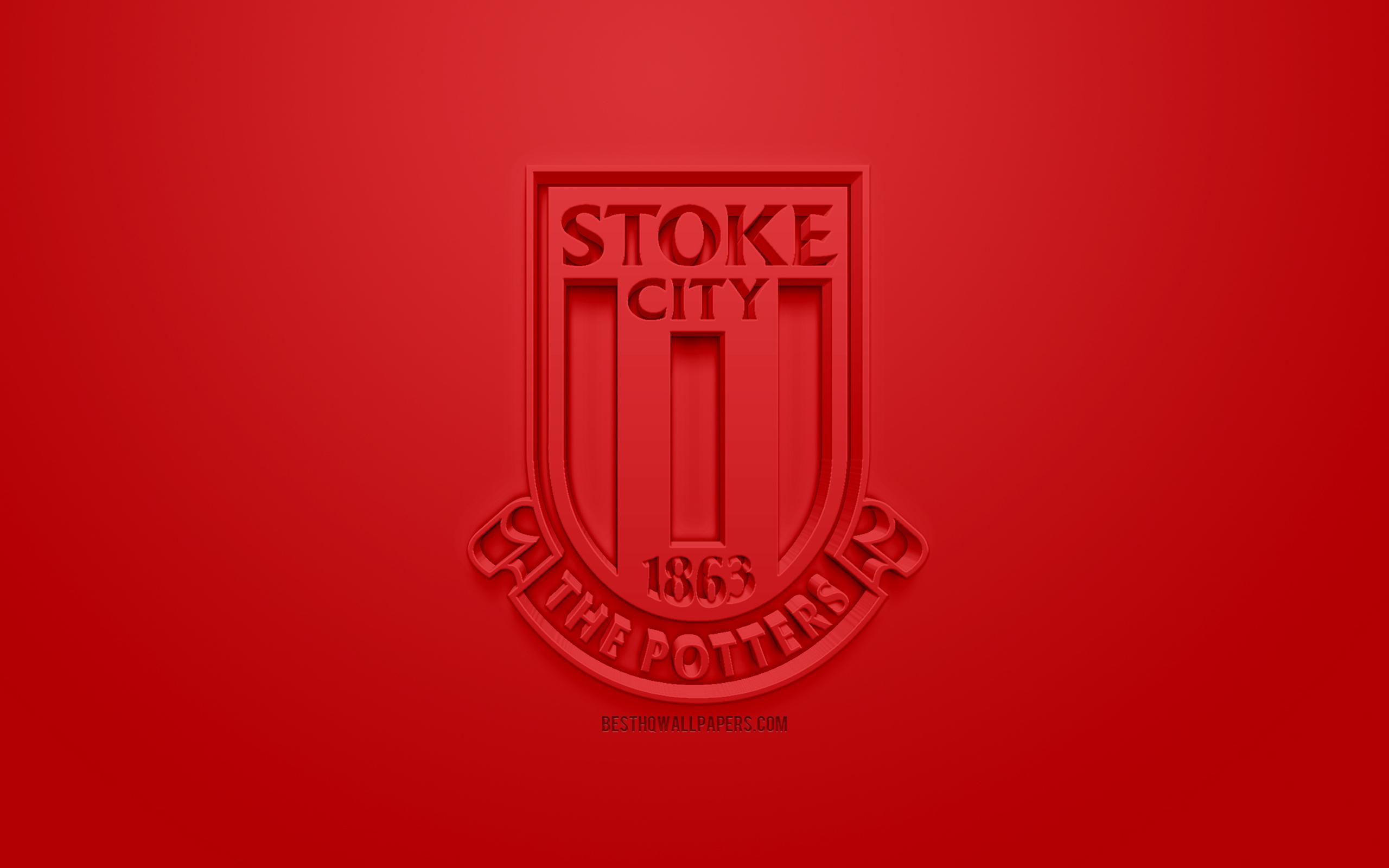 Download wallpaper Stoke City FC, creative 3D logo, red