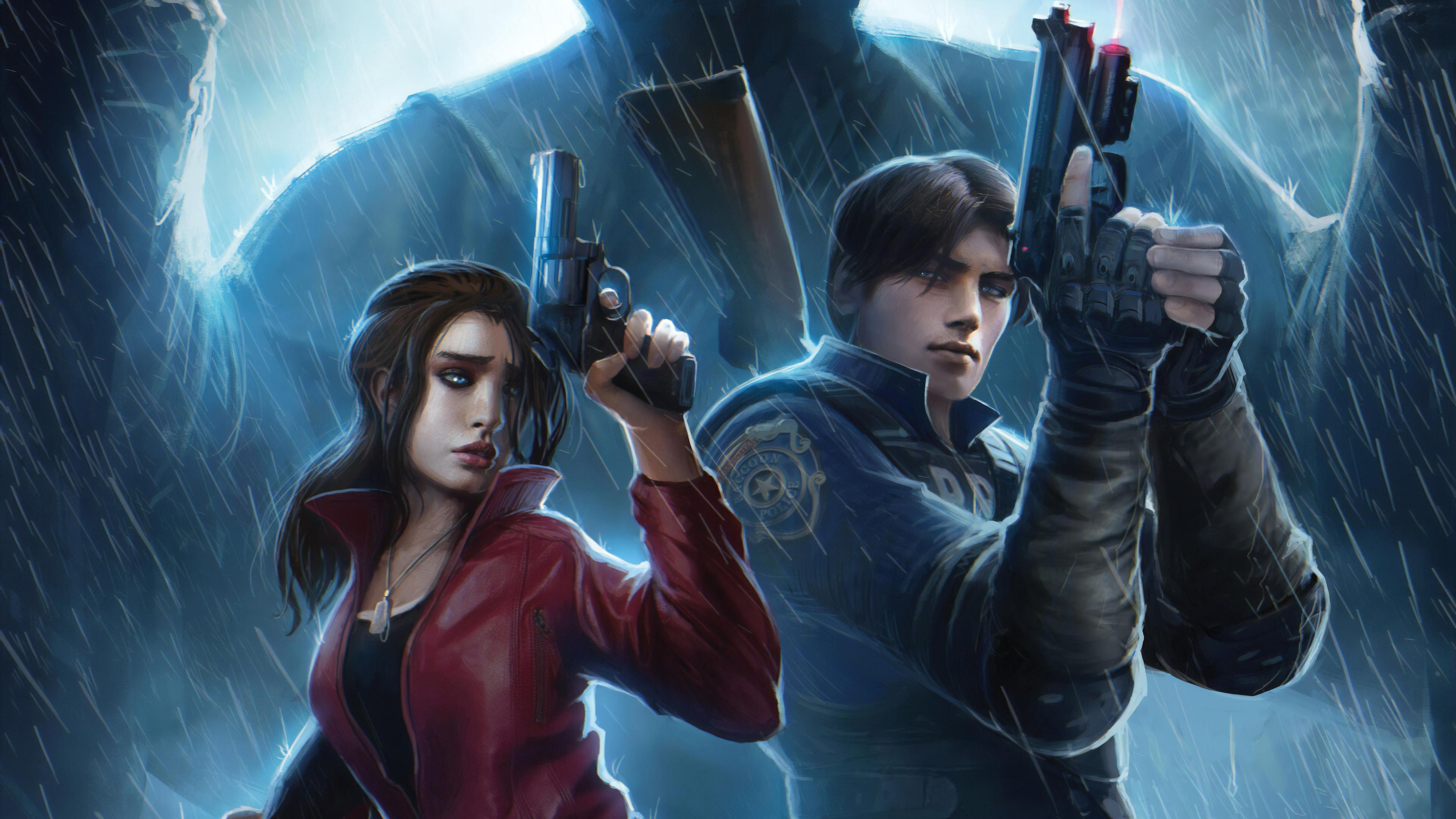Claire Redfield And Leon Resident Evil 2 Art 4k, HD Games