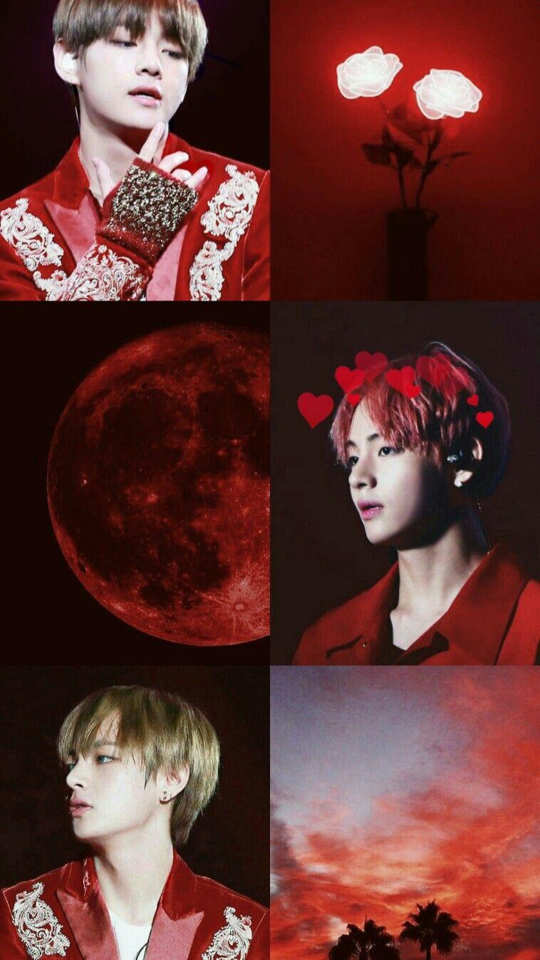 red aesthetic wallpaper ♡ taehyung of bts in 2019