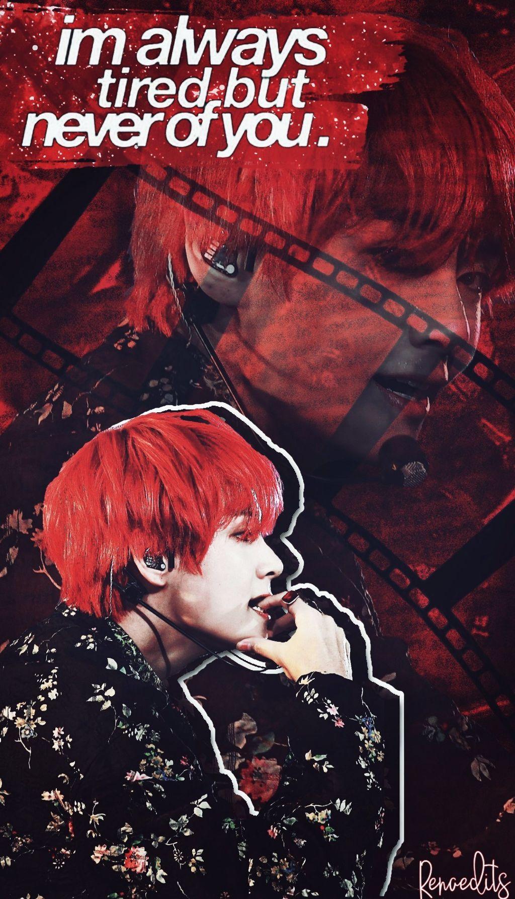 Red hair taehyung wallpaper edit because i just couldn'