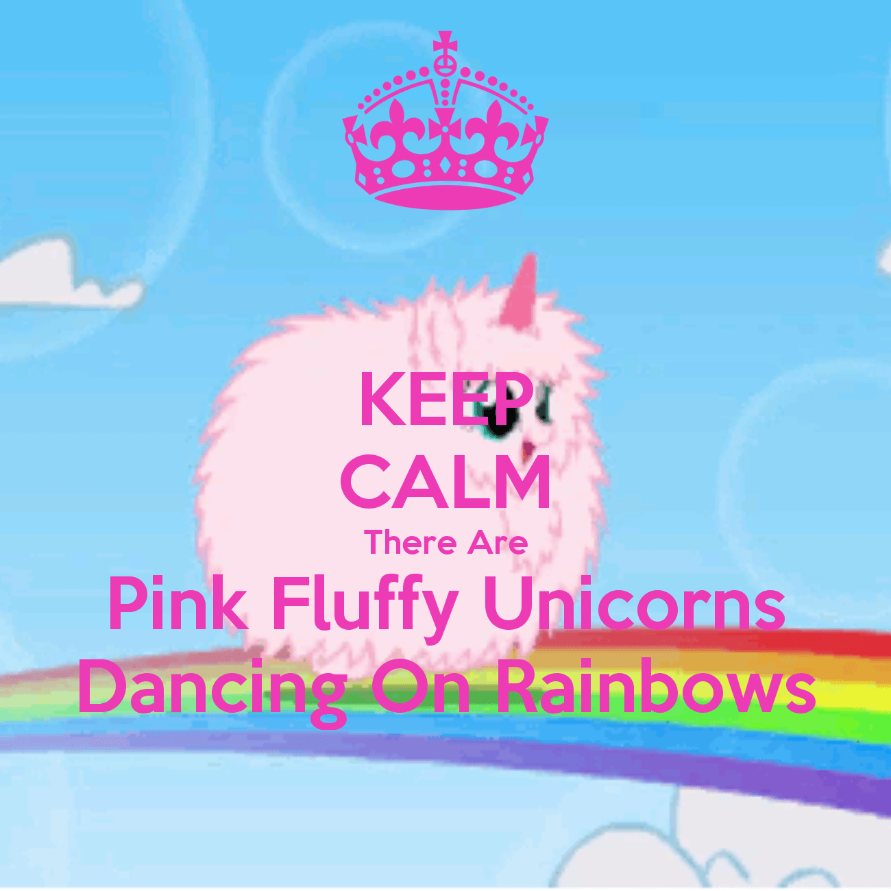 Fluffy dancing rainbows unicorns pink on Pink Fluffy