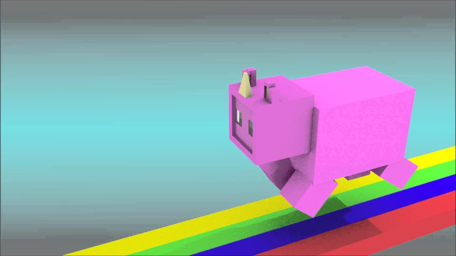 Pink Fluffy Unicorn Dancing On Rainbows Minecraft, HD