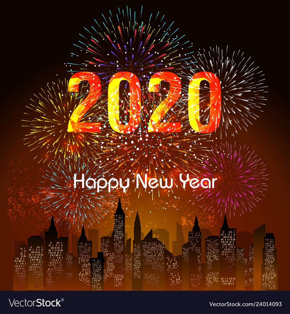 Happy new year 2020 background with fireworks