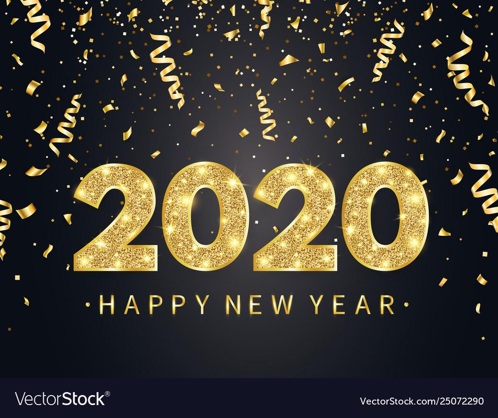 happy new year background with gold confetti