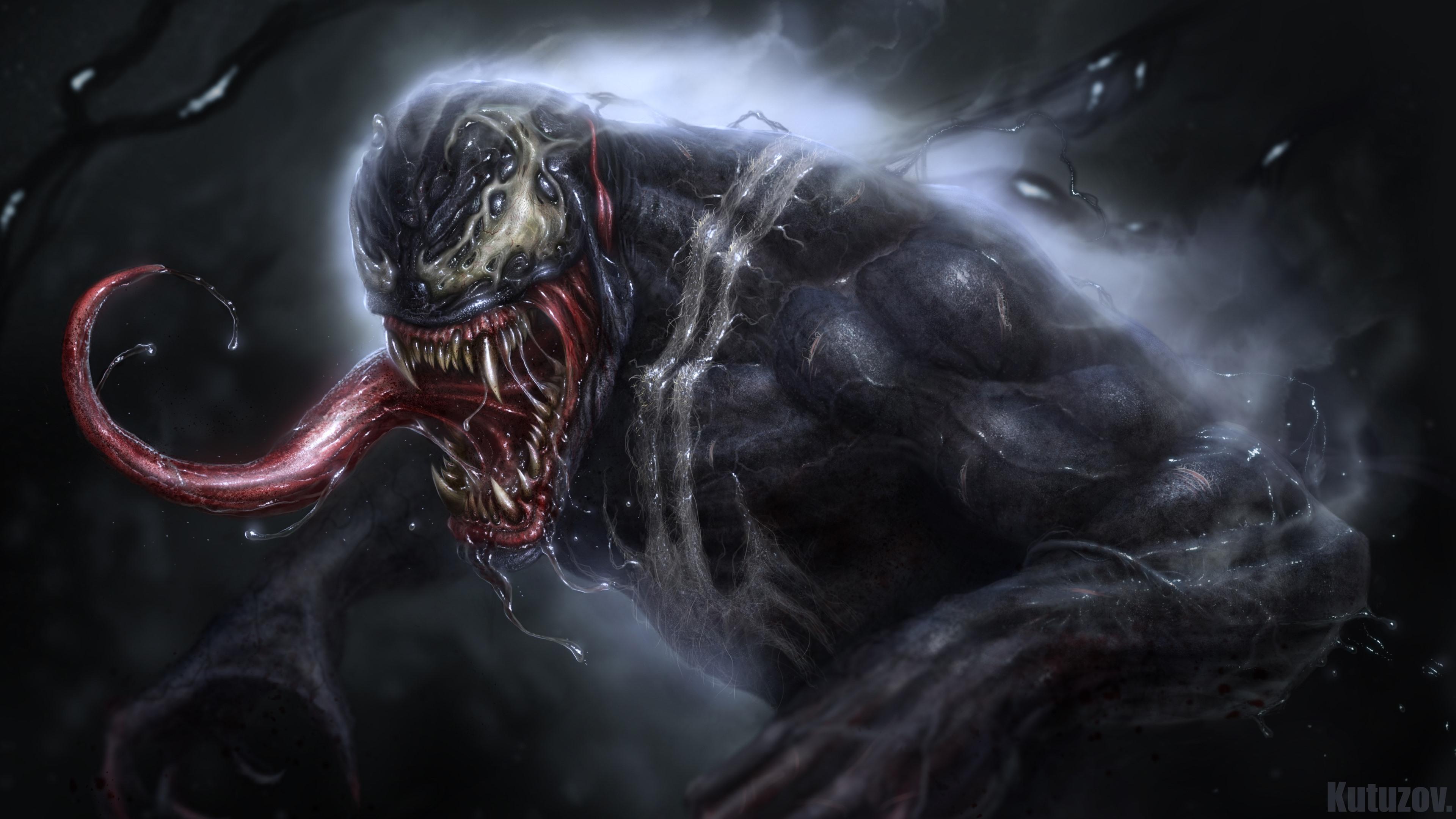Wallpaper Venom, drool, Marvel Comics 3840x2160 UHD 4K