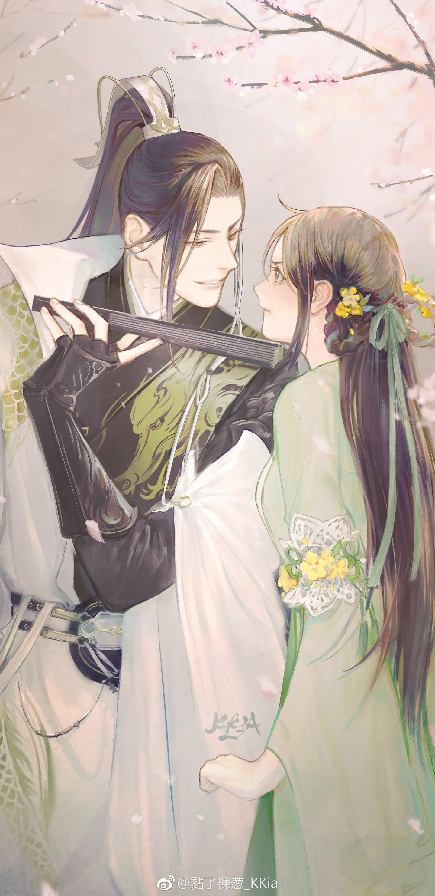 Download 1440x2960 Anime Couple, Romance, Chinese Clothes