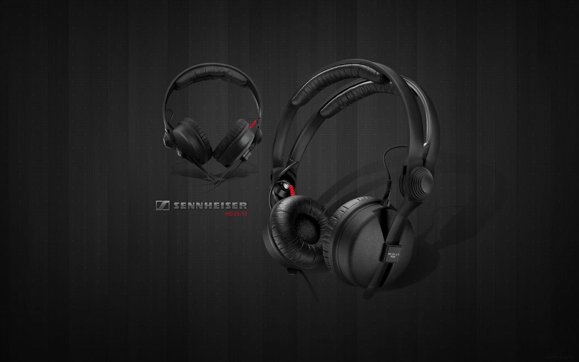Black Sennheiser headphones HD wallpaper
