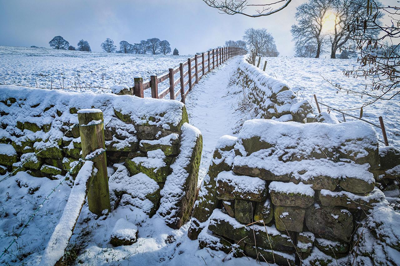 Wallpaper United Kingdom Yorkshire Nature Winter Snow Fence
