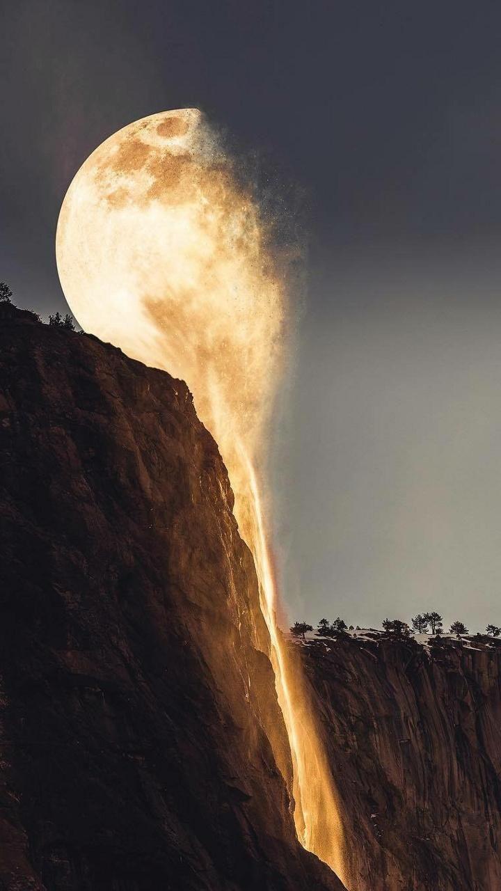Moon waterfall wallpapers in 2019