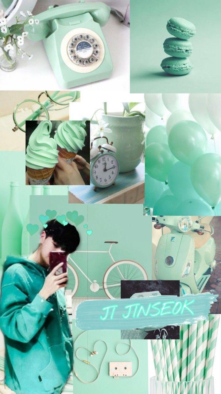 jijinseok #jijin #lockscreen #tosca #green #aesthetic