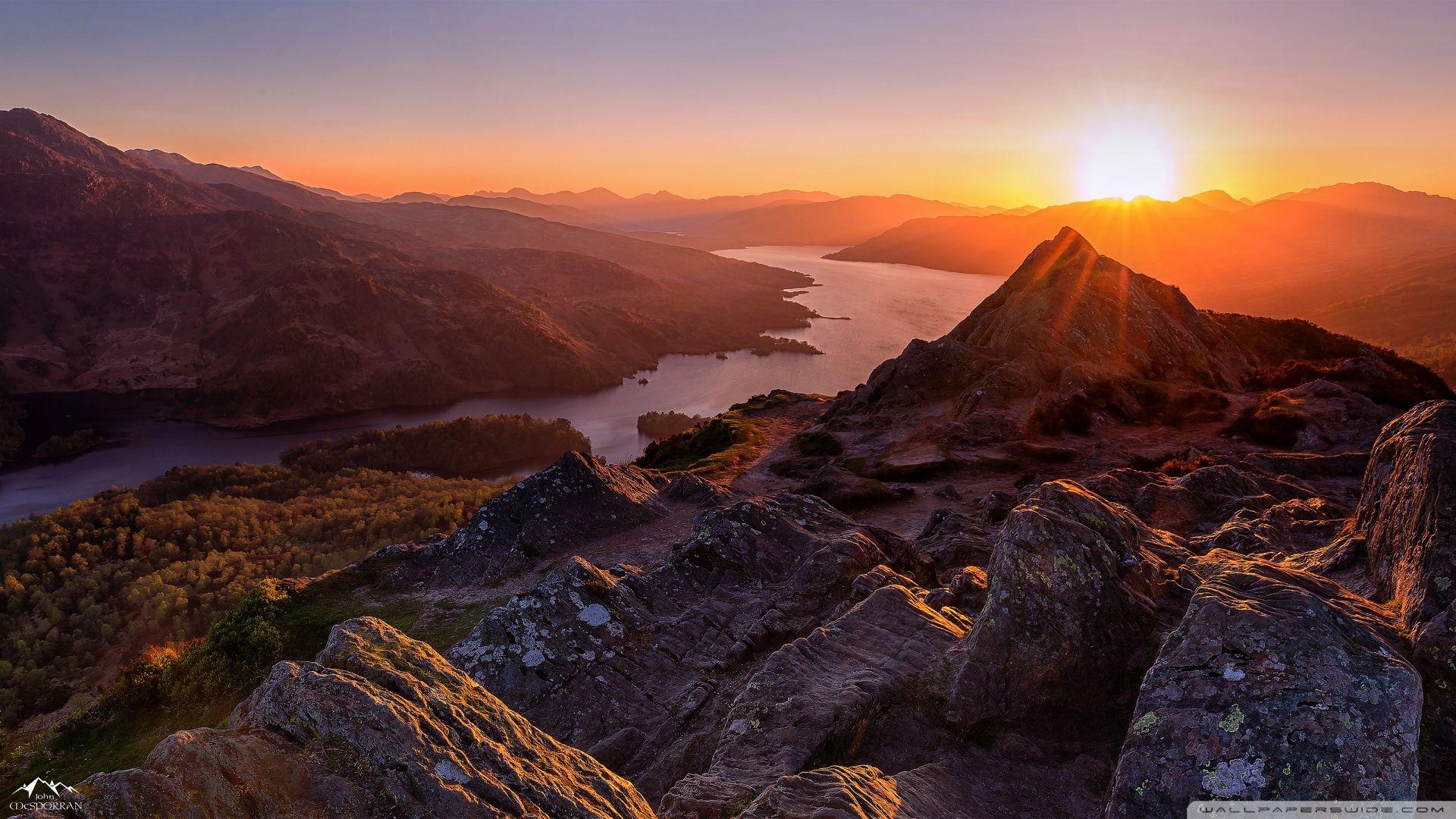 Sunset in Scotland. Wonderful World. Mountain wallpaper