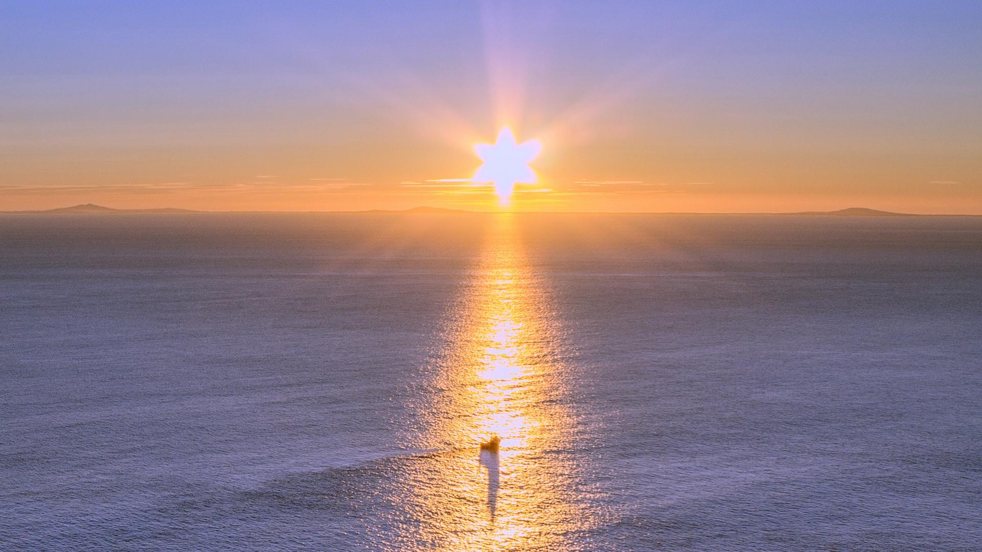 Download wallpaper 1920x1080 sunset, sea, skyline, scotland