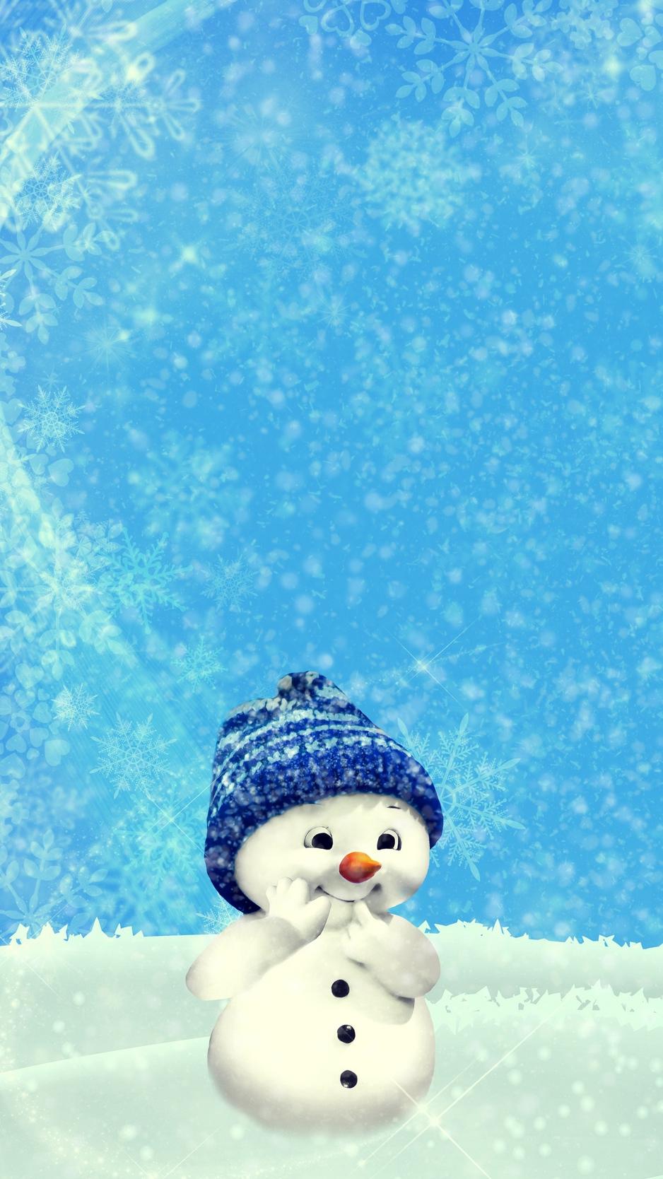 Snowman, winter, christmas, new year, cute wallpaper