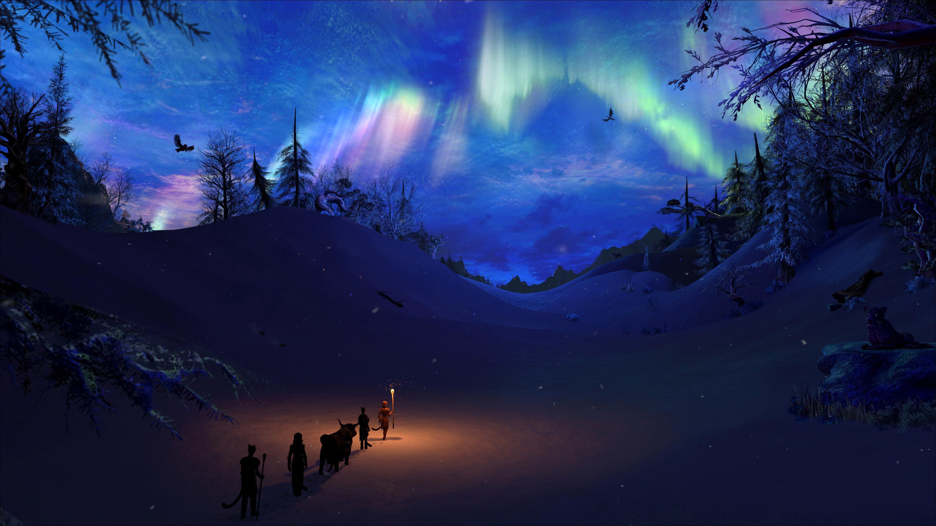 Fantasy Winter Landscape 4k Ultra HD Wallpaper. Background