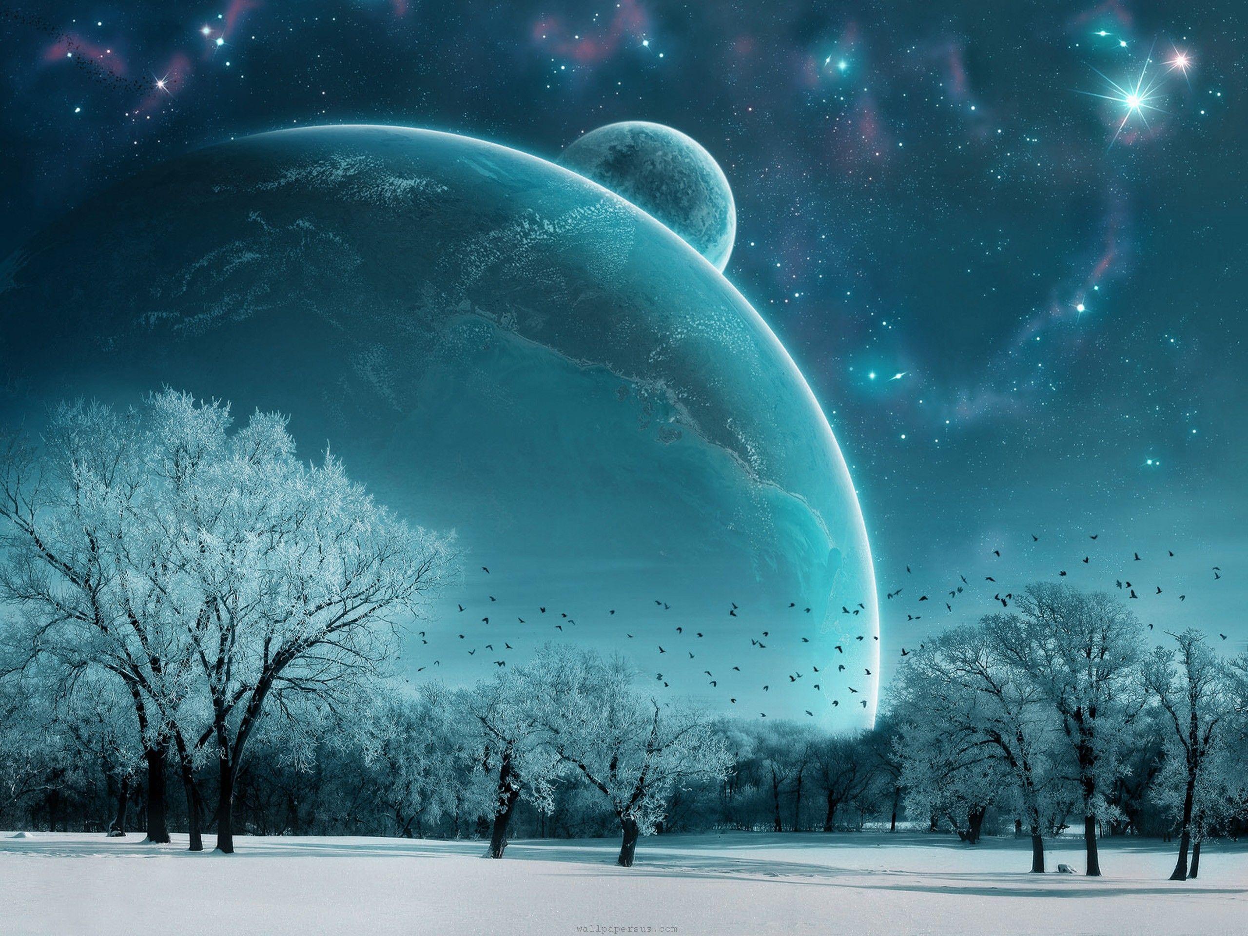 Winter Space Planet Fantasy Ice Cold Desktop Wallpaper HD Pc