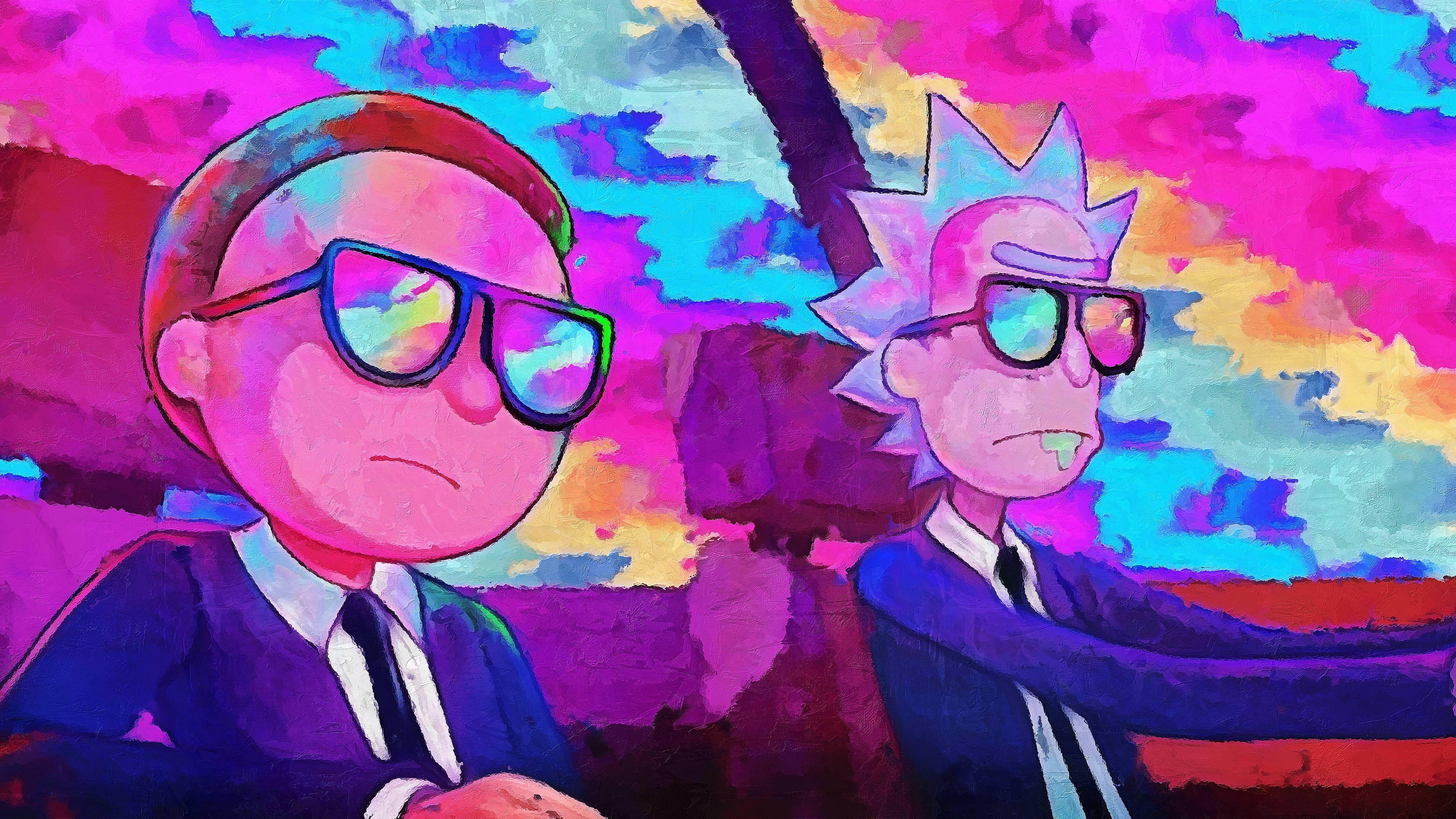 Rick and Morty illustration, Rick and Morty, cartoon, psychedelic