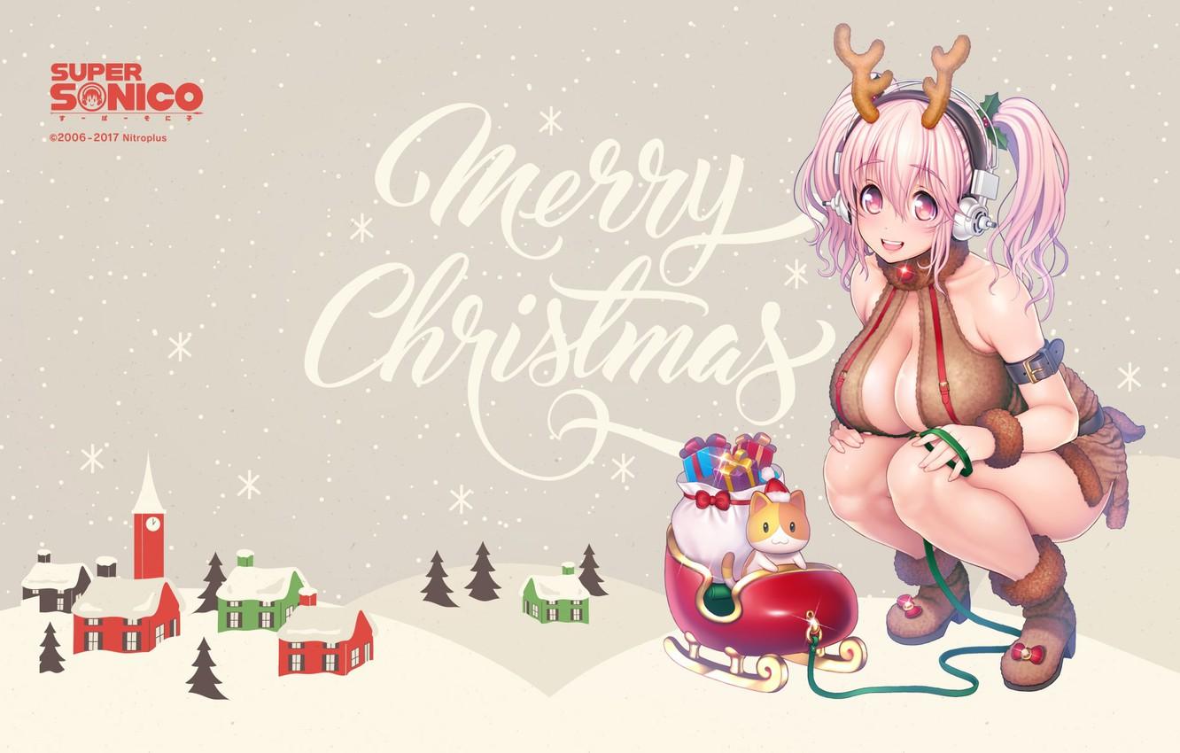 Wallpaper Christmas, art, girl, super sonic, sonic image