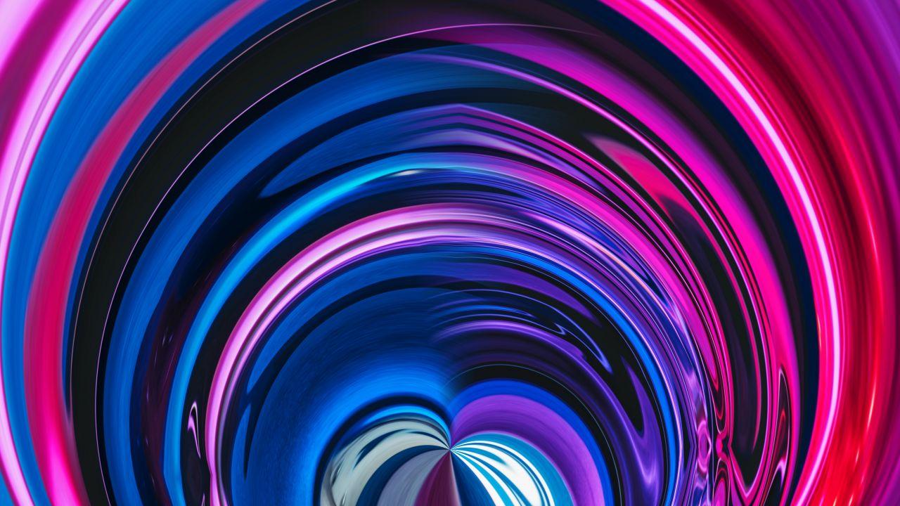 Wallpaper Radial, Spiral, Neon, Vibrant, Colorful, 4K