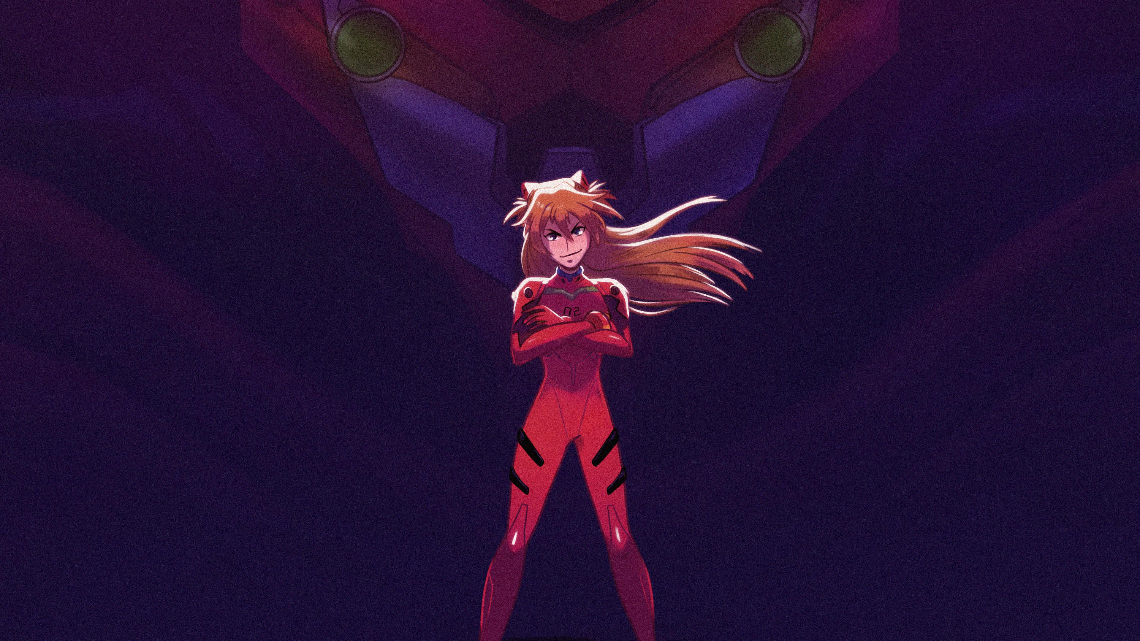 Asuka And Her Unit 02 From Evangelion, HD Anime, 4k