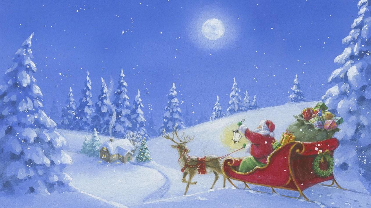 Santa Sleigh, christmas, winter, vector, reindeer wallpaper