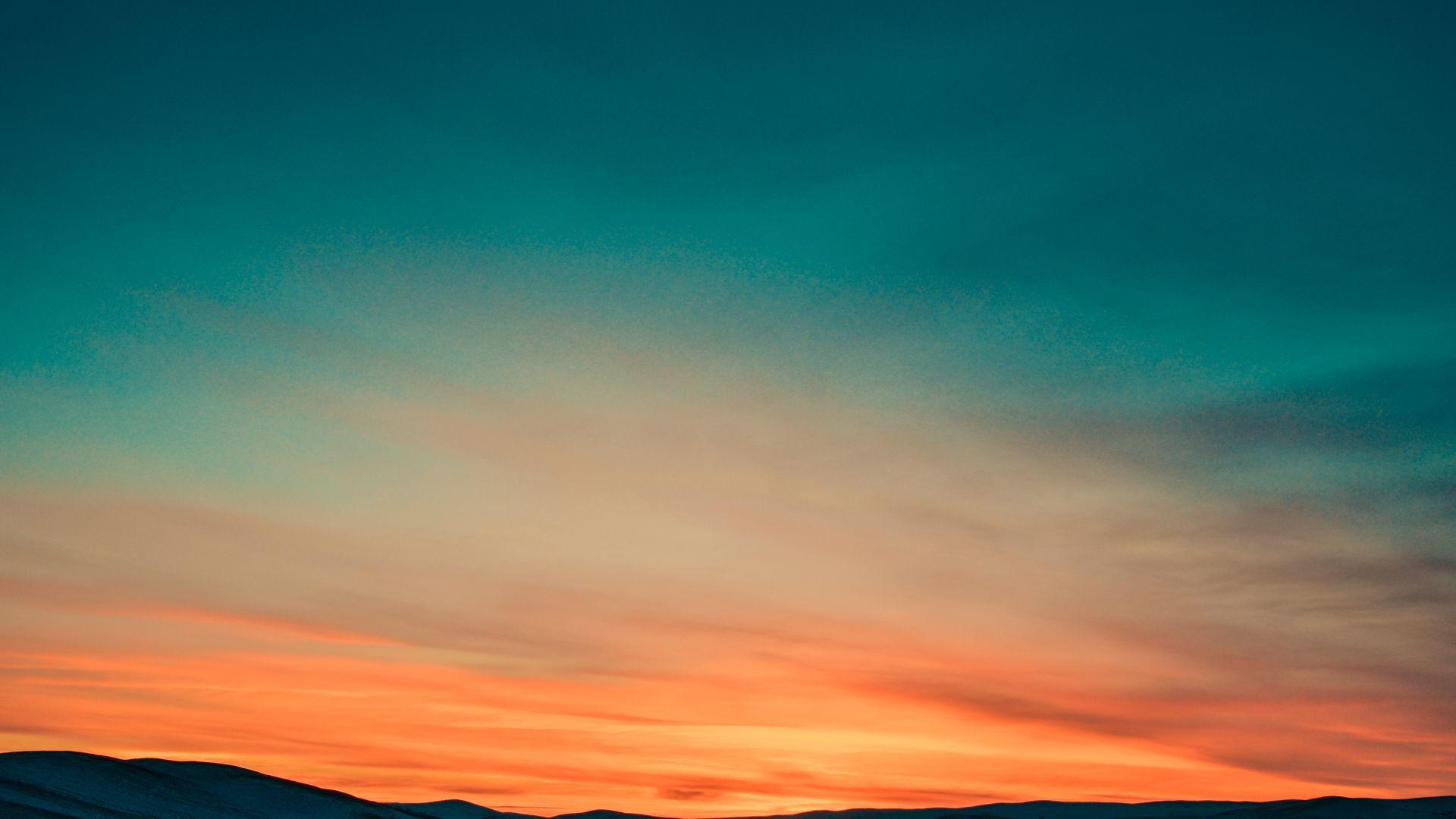 sunset, sky, mountains, 4k (horizontal). วอลเปเปอร์, ท้องฟ้า