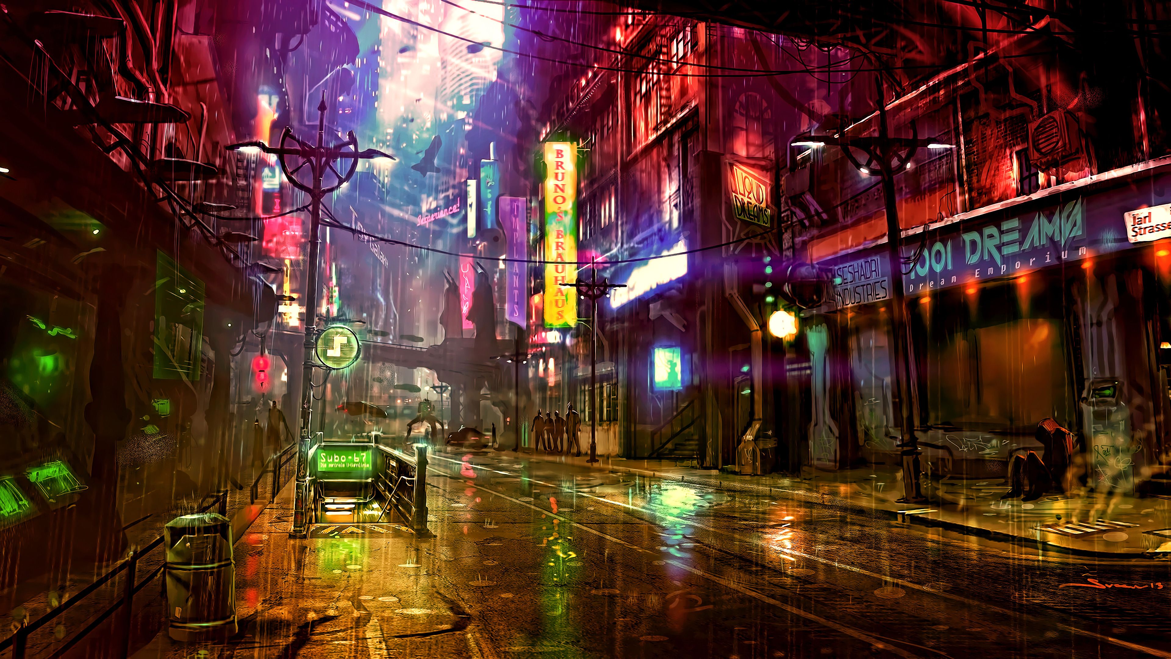 Anime, City, Cyberpunk, HD wallpaper