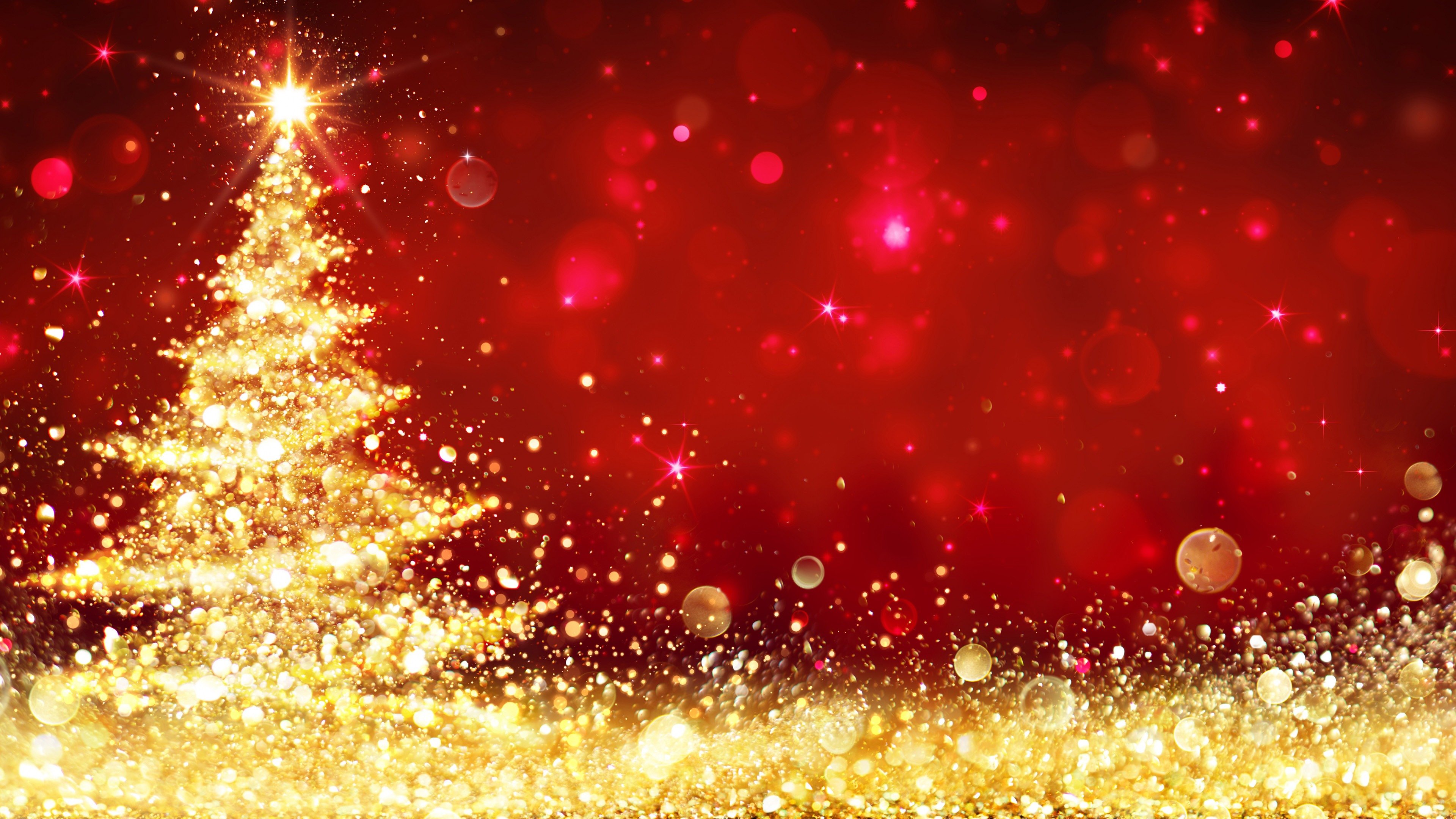 Merry Christmas Tree 4K Desktop HD Wallpaper Backgrounds