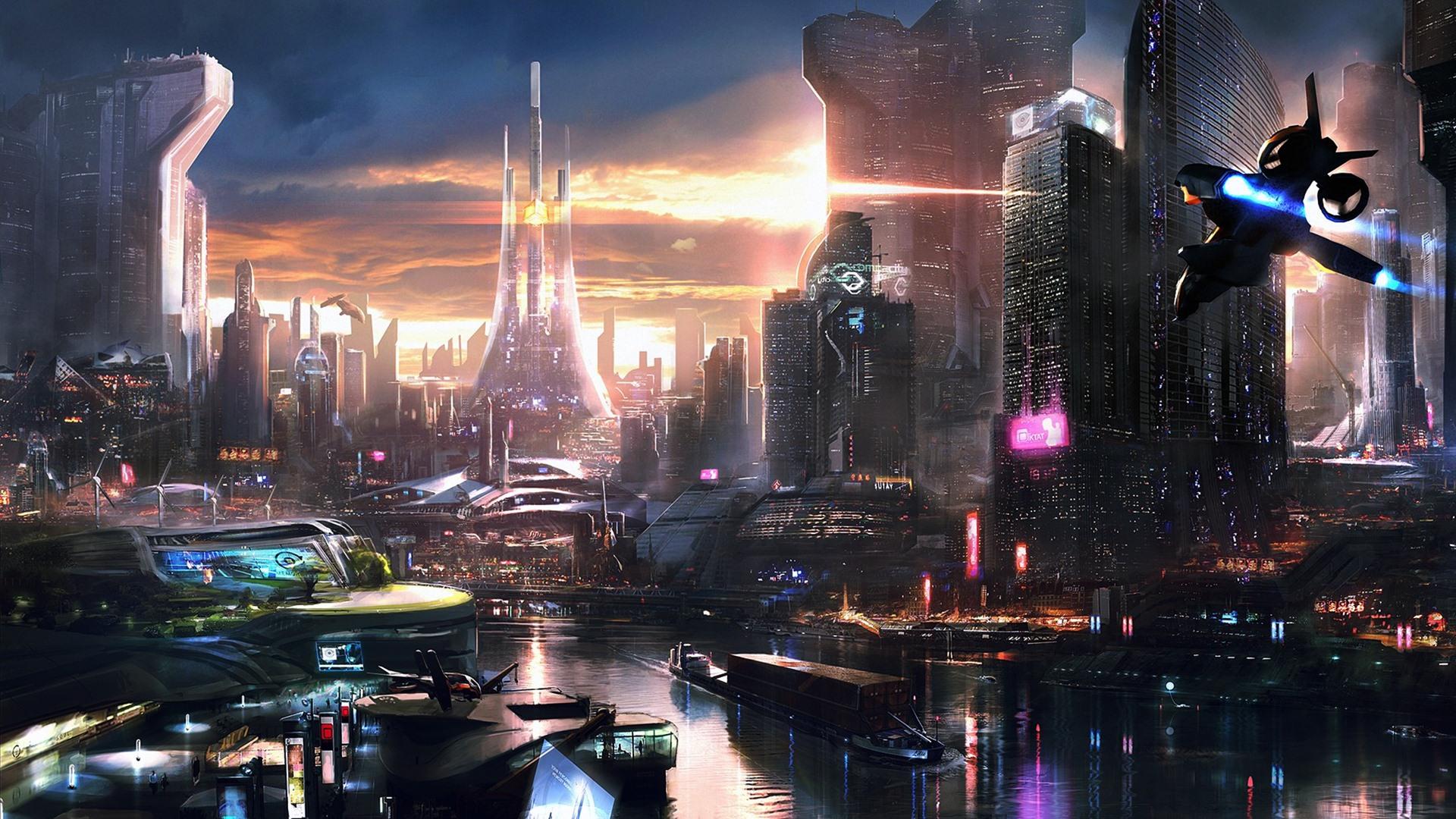 Wallpaper cyberpunk, city, buildings, art desktop wallpaper, hd image,  picture, background, 13377a