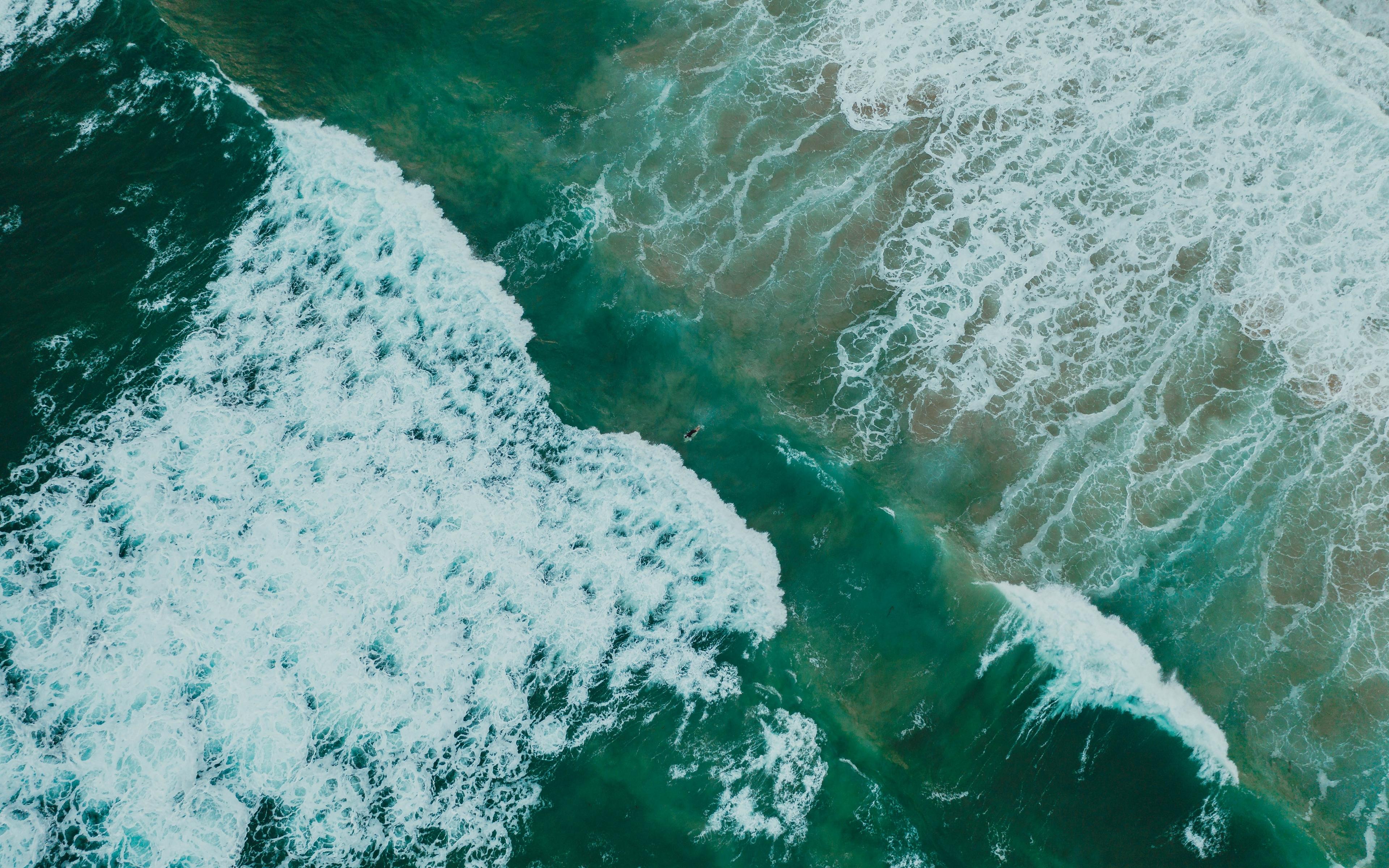 Download wallpaper 3840x2400 ocean, waves, aerial view