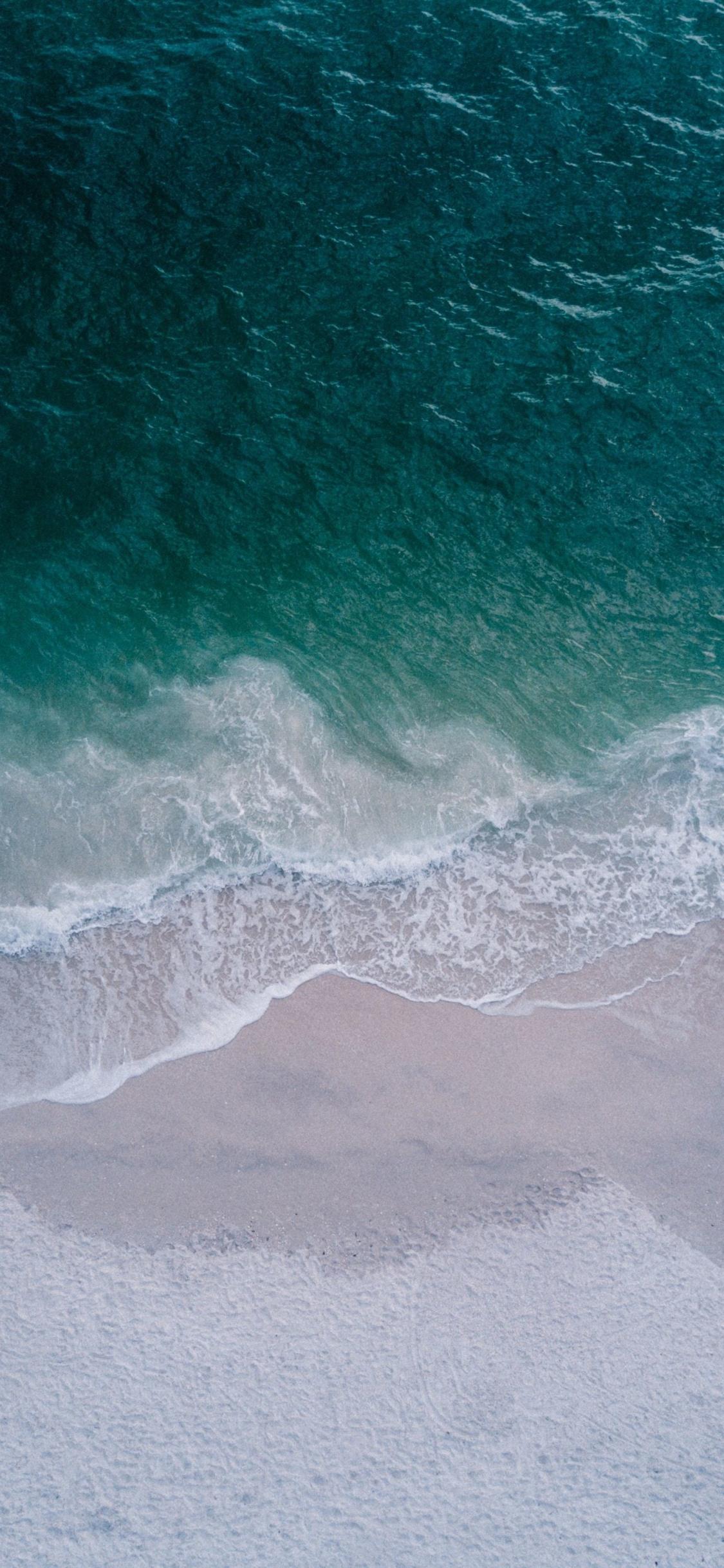 Download beach, calm sea, sea waves, aerial view 1125x2436 wallpaper, iphone x, 1125x2436 HD image, background, 7360