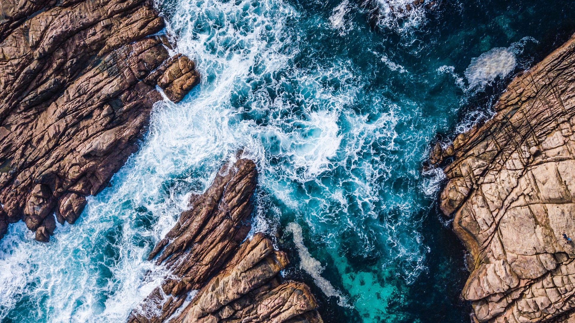 Download wallpaper 1920x1080 rocks, ocean, aerial view