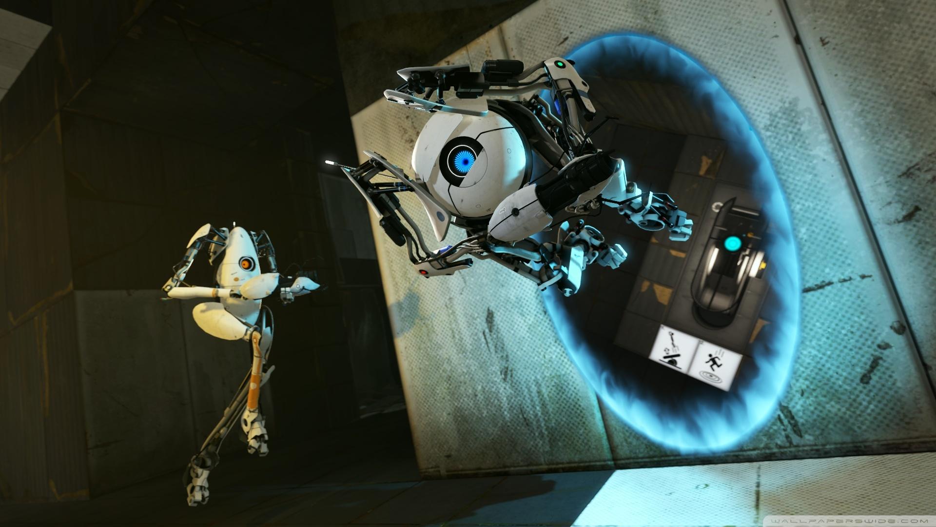 Portal 2 Coop Bots Ultra HD Desktop Background Wallpaper