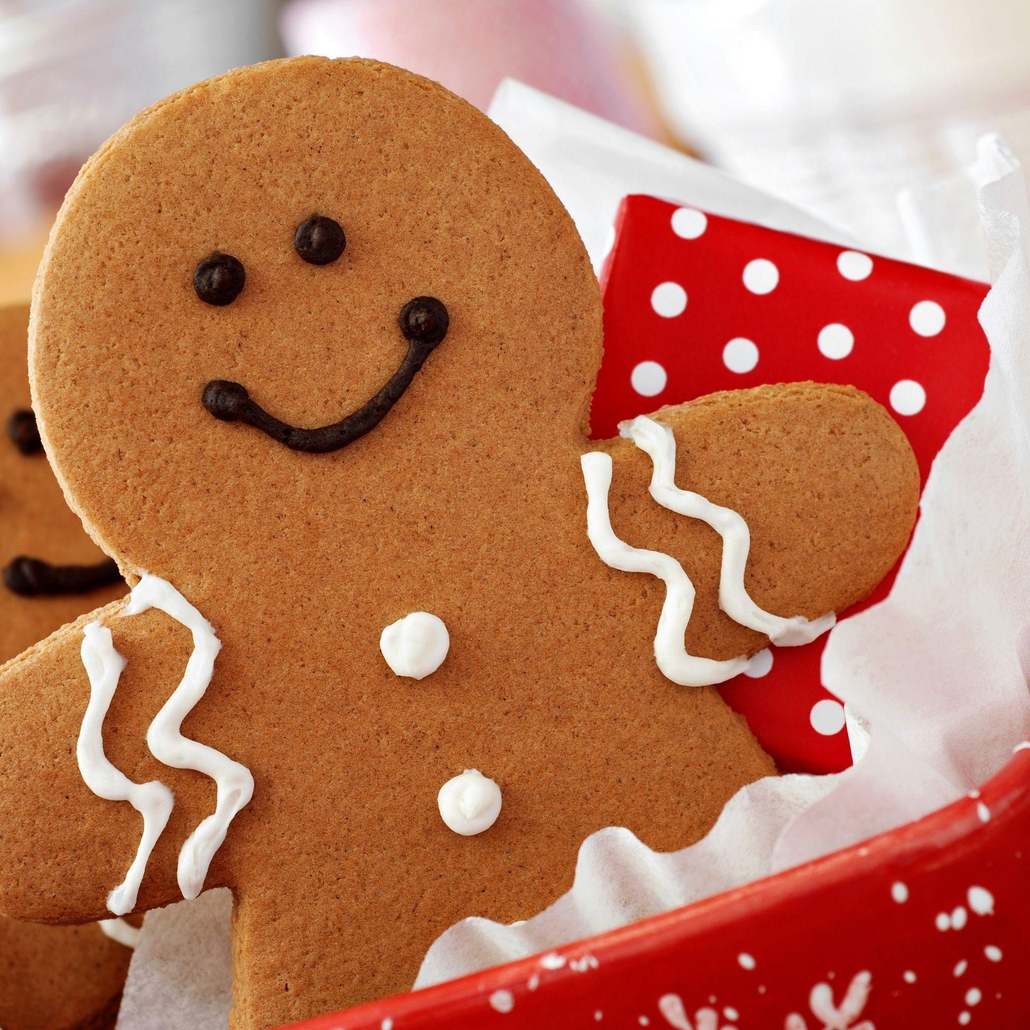 Download Gingerbread Man iPad Wallpaper HD. Smile cookies