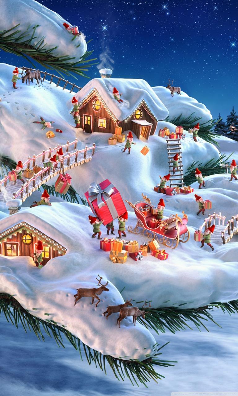 Santa and his Elves Ultra HD Desktop Background Wallpaper