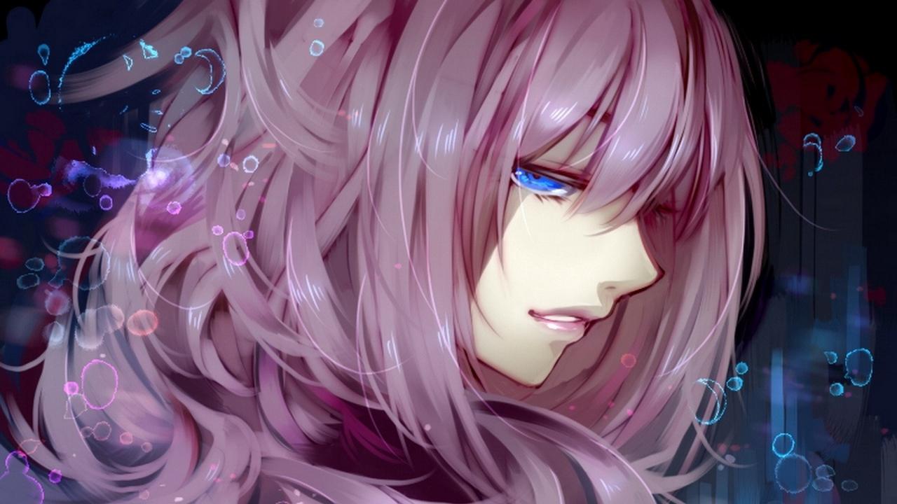 Download wallpaper 1280x720 anime, girl, purple, hair, look hd, hdv, 720p HD background