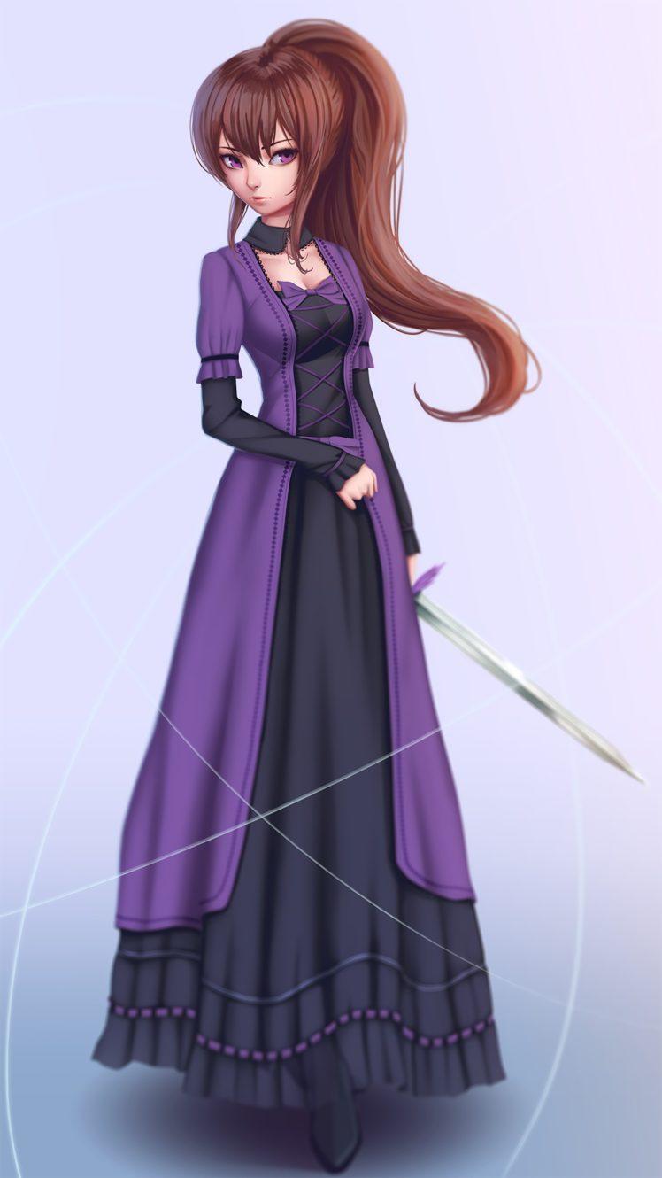 Download Purple Anime Girl Wallpaper, HD Background