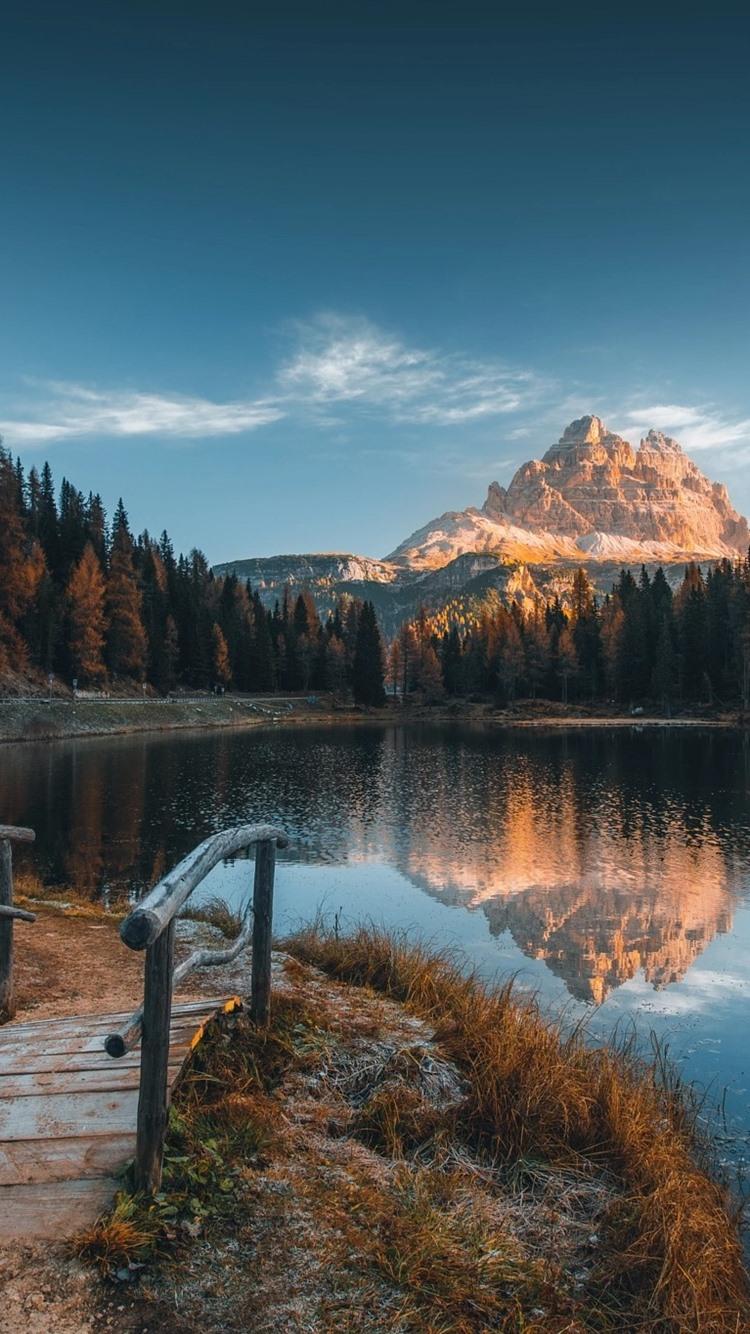 Italy, Alps, Trees, Lake 750x1334 IPhone 8 7 6 6S Wallpaper