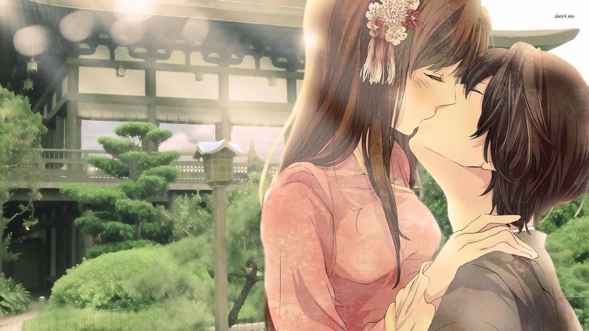 Full HD Wallpaper manga kiss couple japan, Desktop Background HD