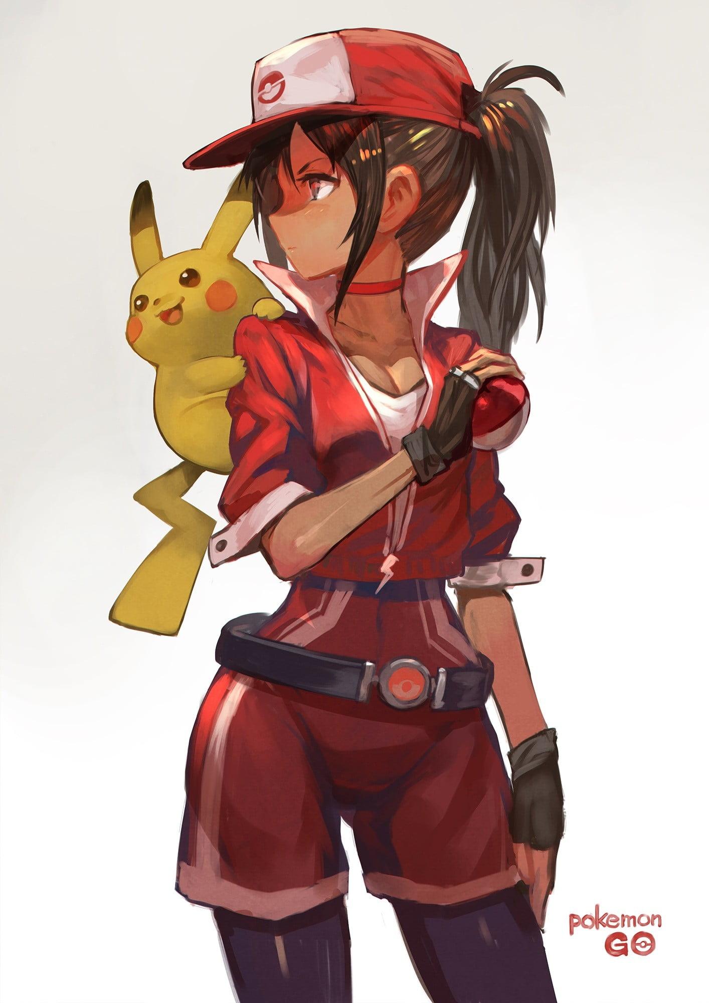 Pikachu And Girl Pokemon Trainer Illustration, Anime