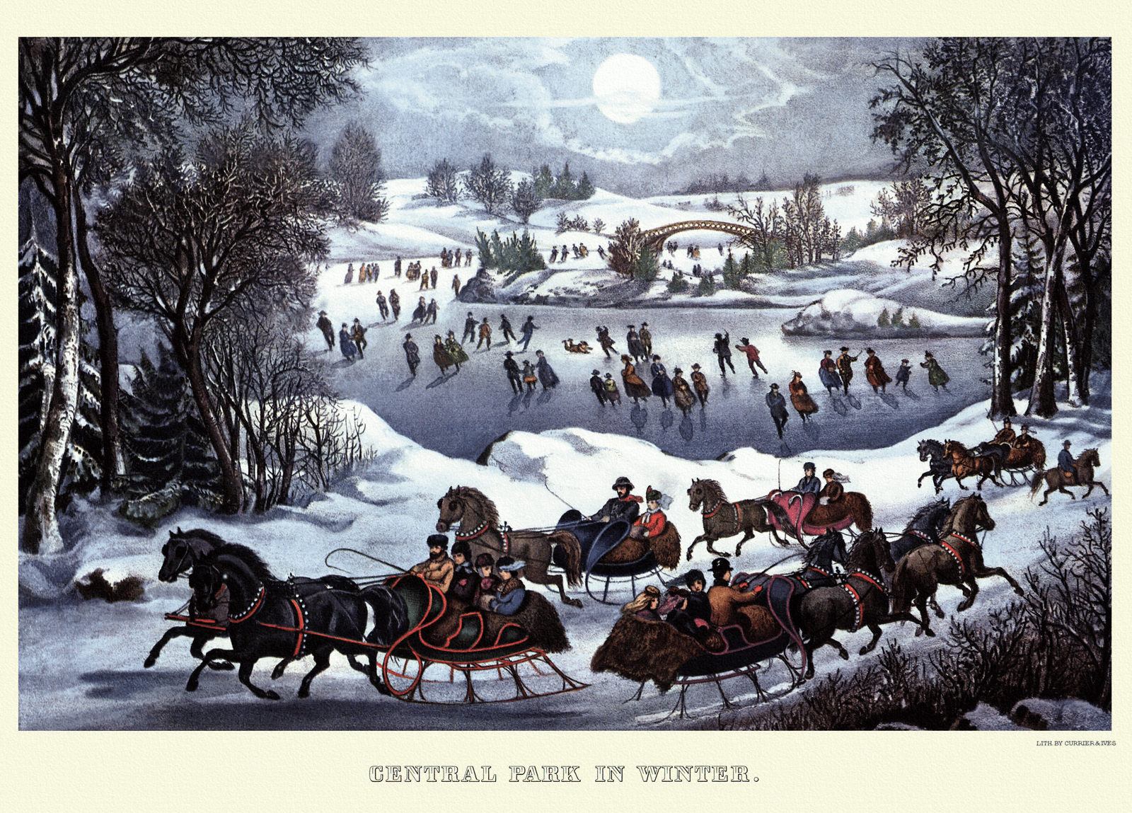 Currier and Ives winter sleigh ride