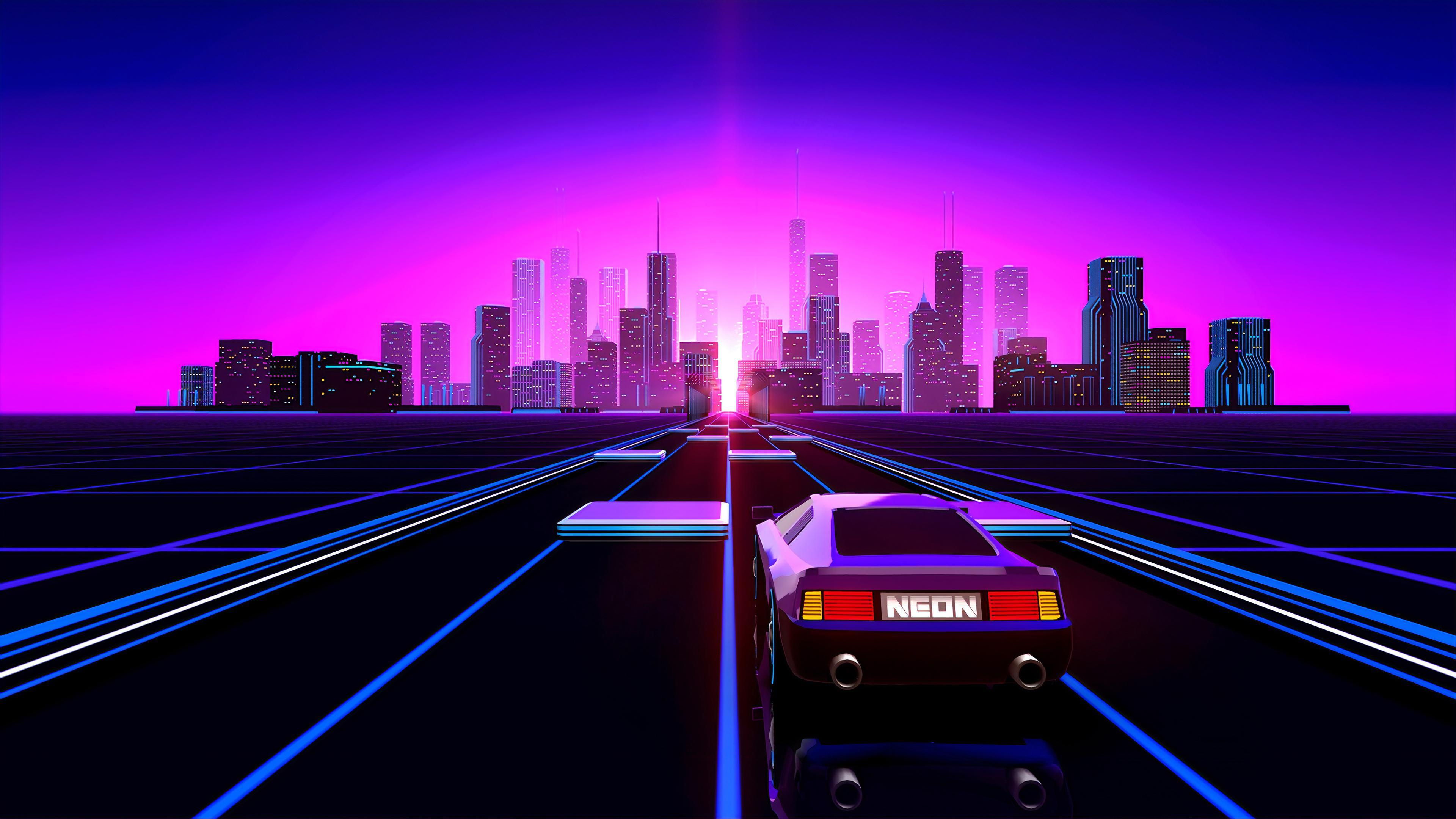 Way To Retrowave City, HD Artist, 4k Wallpaper, Image