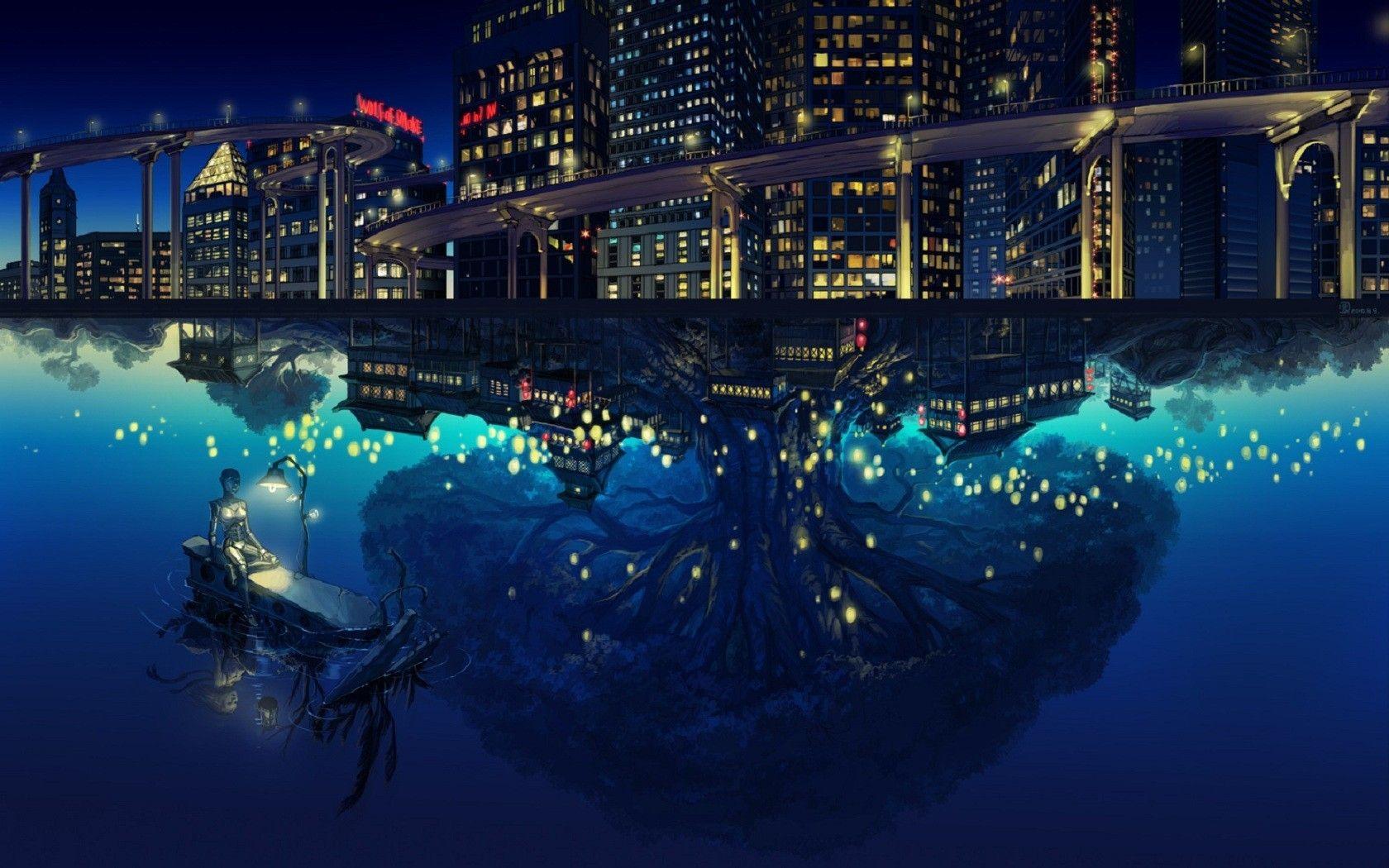 Cityscape Night Anime Wallpapers - Wallpaper Cave