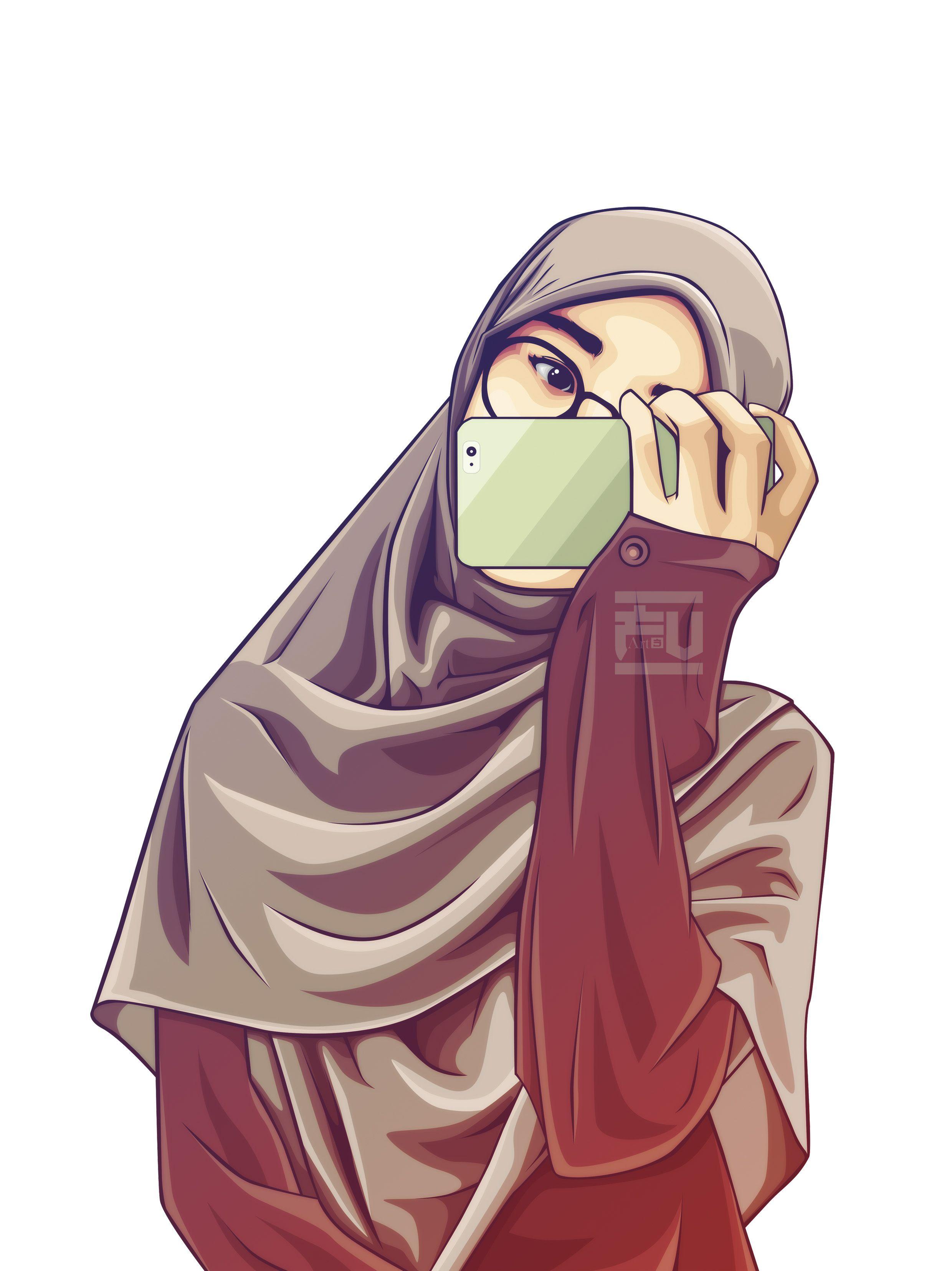 Gambar Kartun Muslimah Aesthetic Iphone Anime Hijab Wallpaper ...