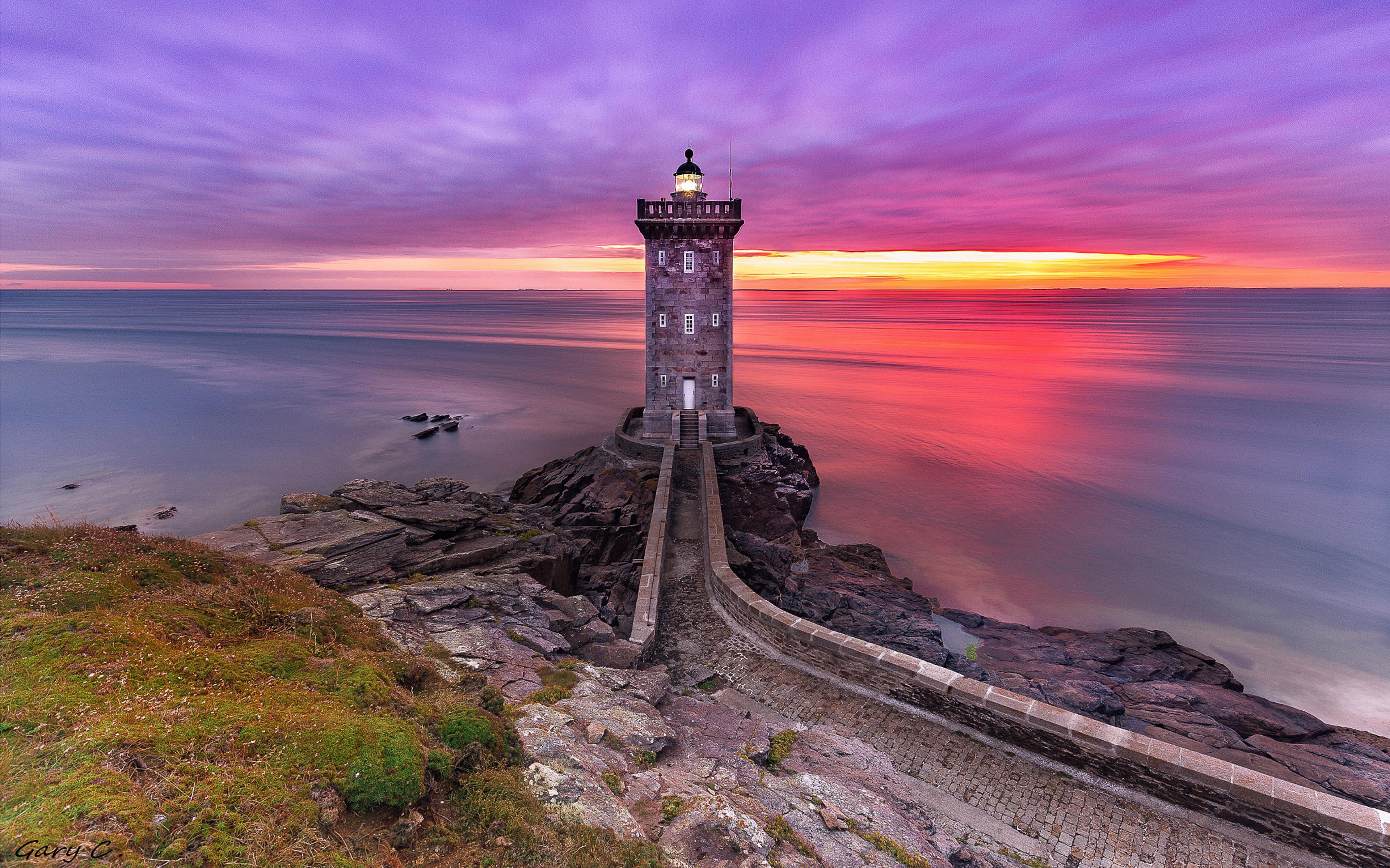 Kermorvan Lighthouse Coastline Atlantic Ocean Brittany
