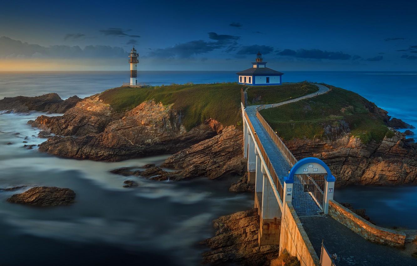 Wallpaper Lighthouse, Galicia, Coastline, Isla Pancha Image