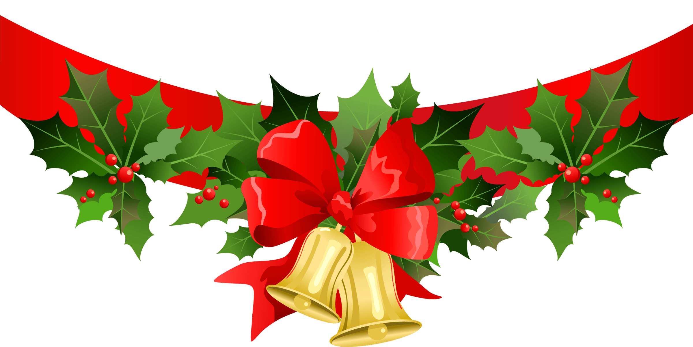 Christmas Banner with Gold Bells Clipart